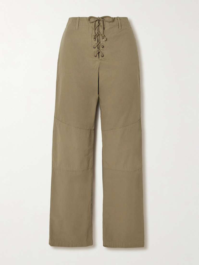 Fortela Rope-trimmed Coated-cotton Straight-leg Pants