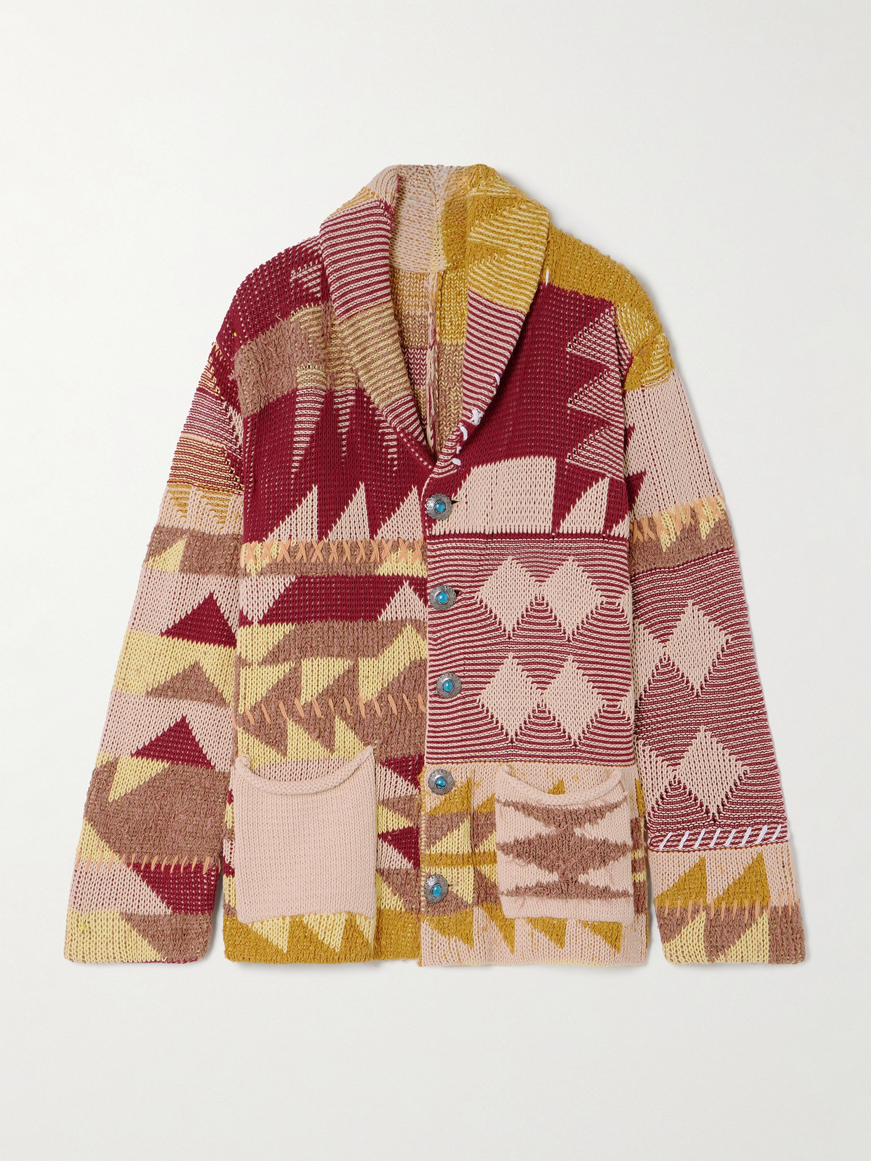 Fortela - Patchwork Embellished Jacquard-knit Cardigan - Multi