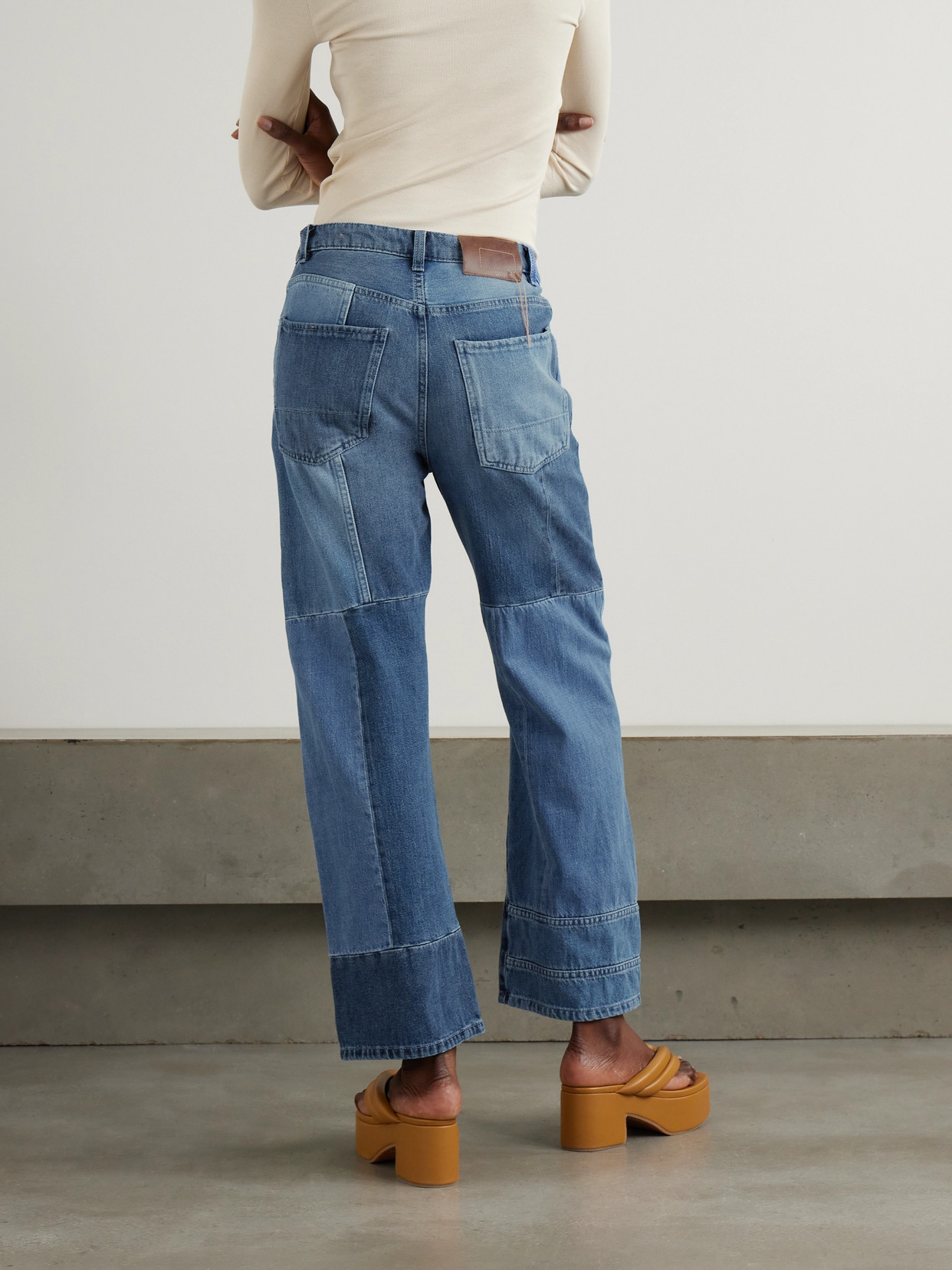 Patchwork Straight-Leg Jeans