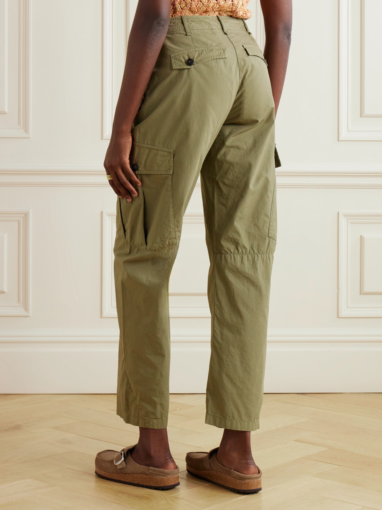 Fortela Jesla Cropped Cotton Straight-leg Cargo Pants In Green
