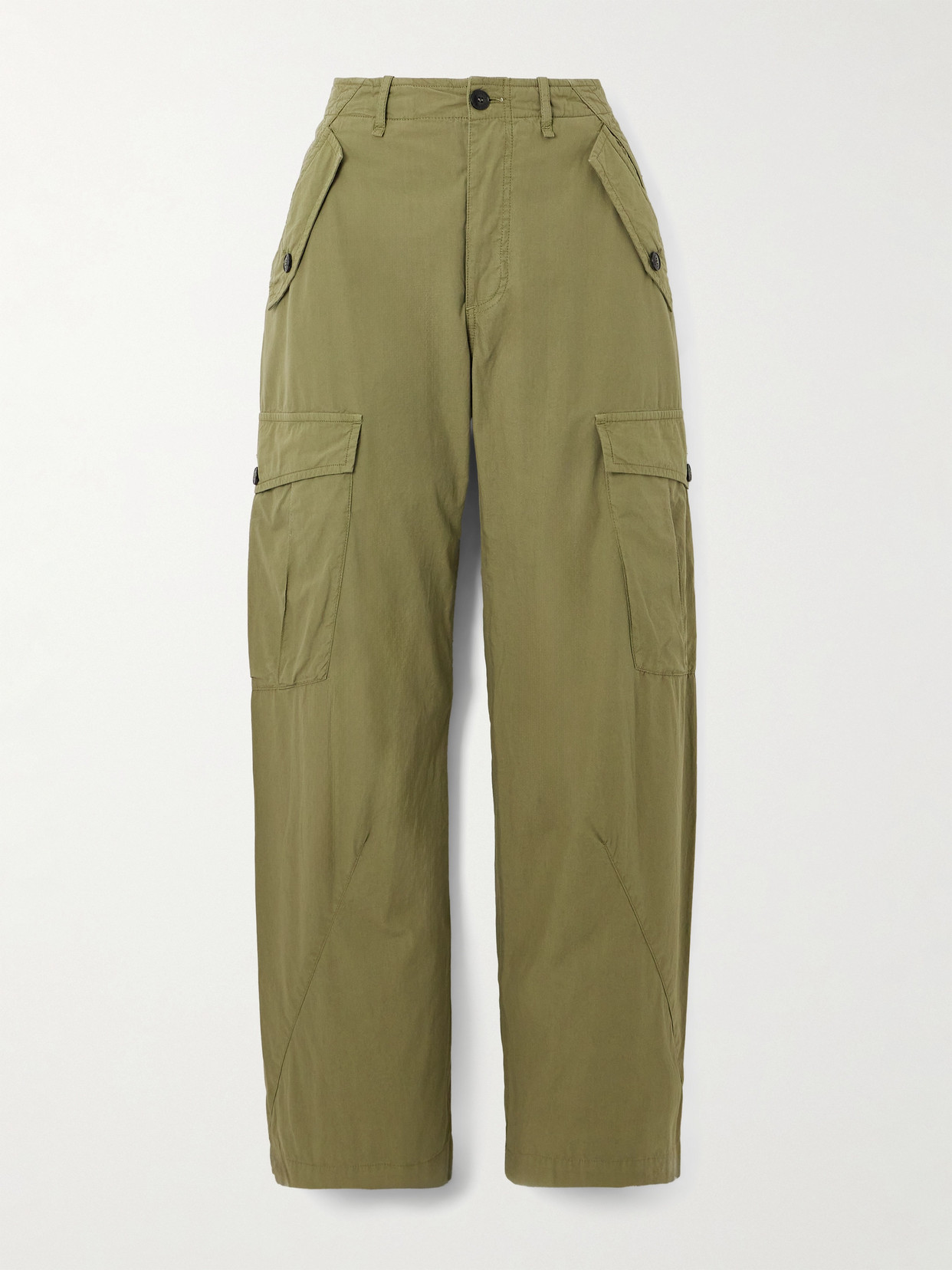 Fortela Jesla Cropped Cotton Straight-leg Cargo Pants In Green