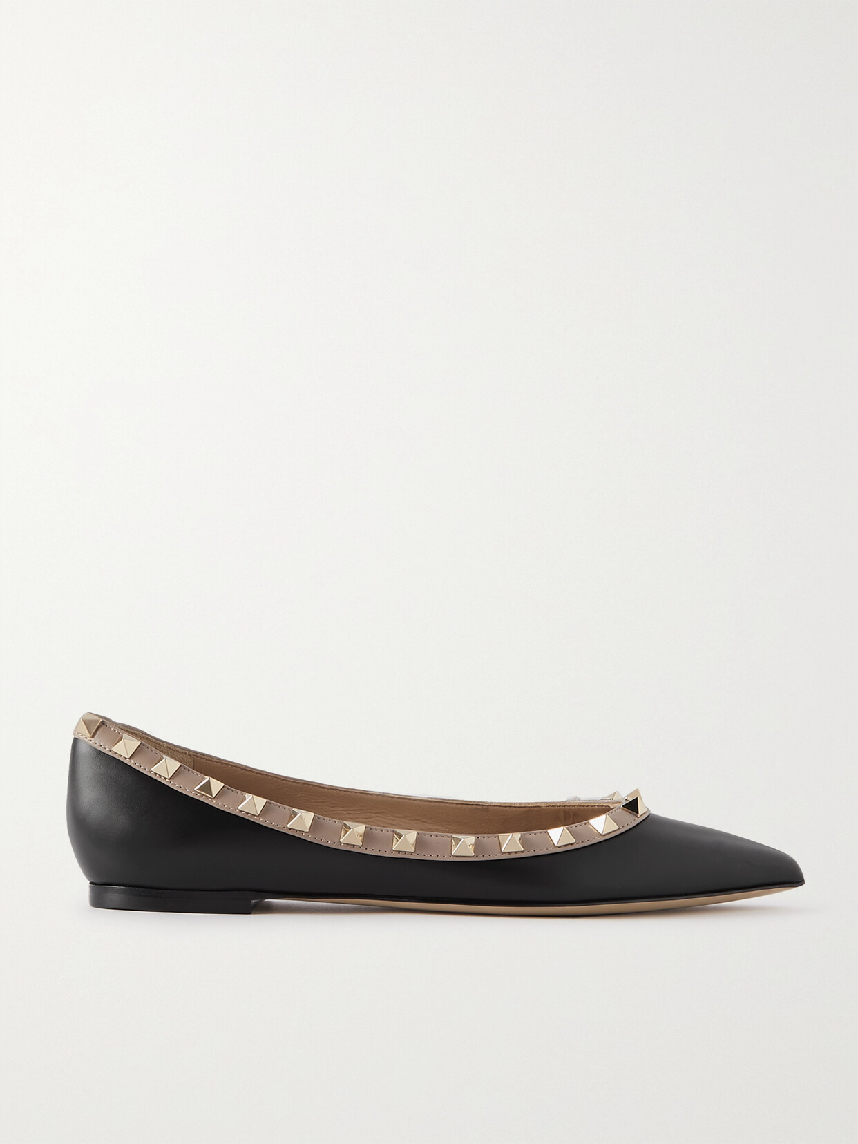 Valentino Garavani - Rockstud Leather Point-toe Flats - Black