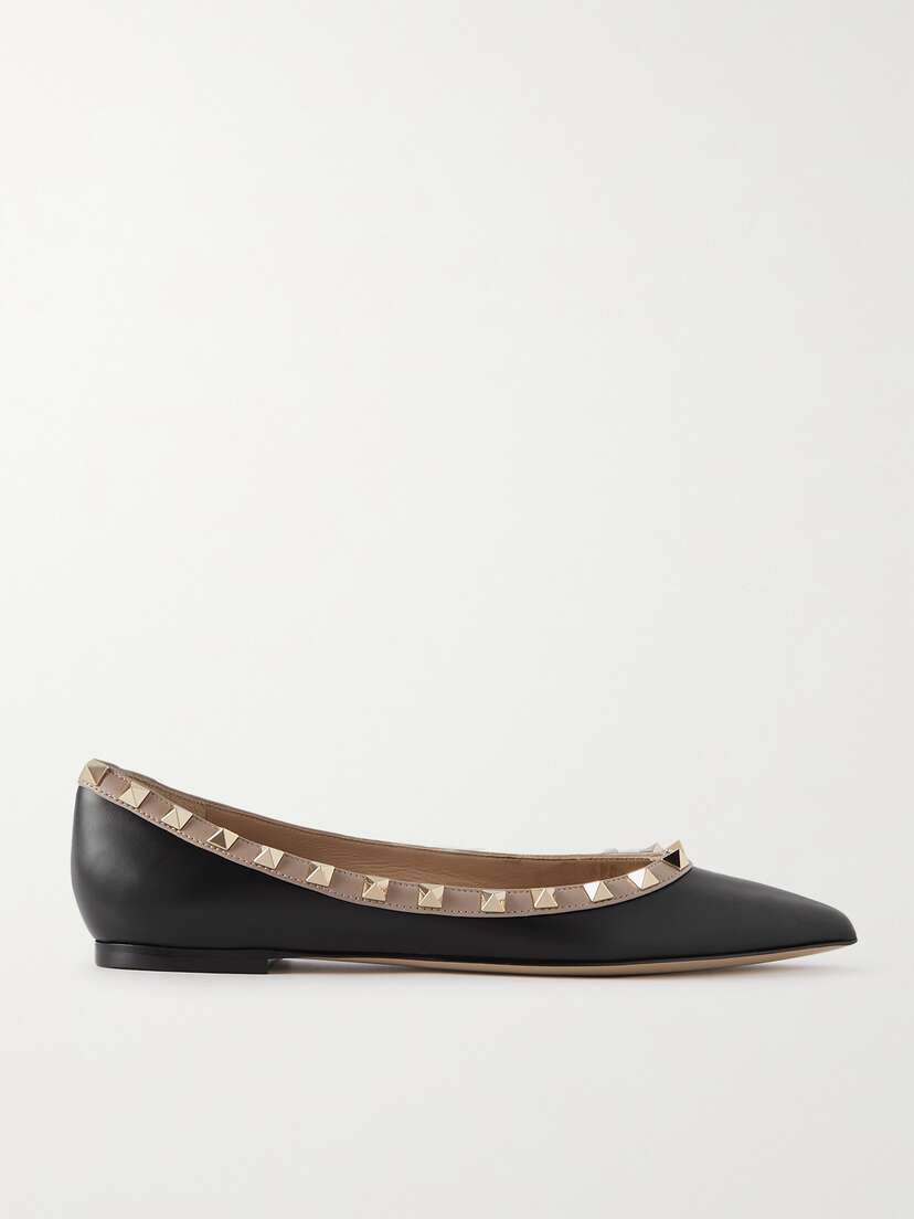 Valentino Garavani Rockstud Leather Point-toe Flats
