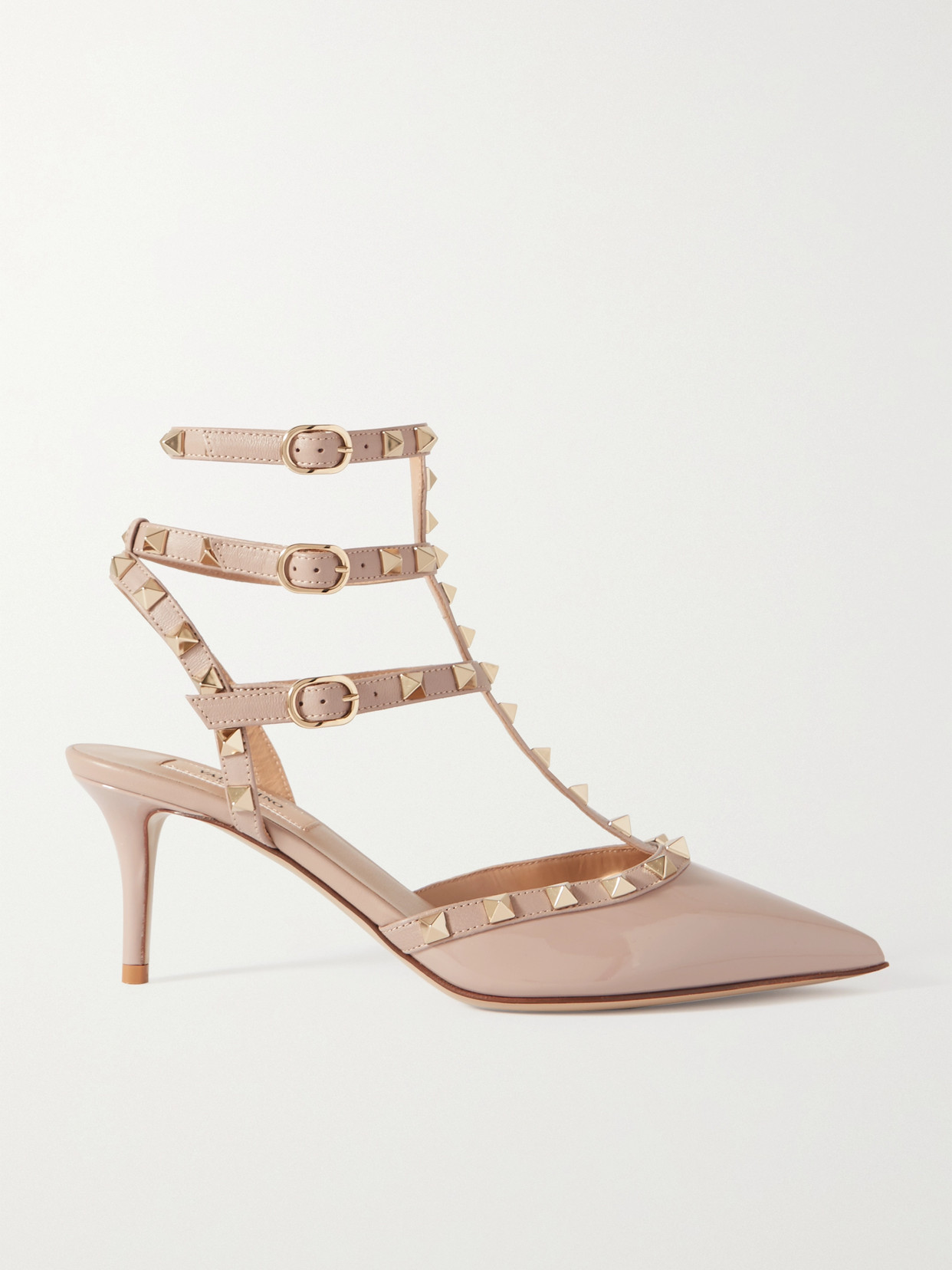 Valentino Garavani Rockstud 65 Patent-leather Pumps In Neutrals