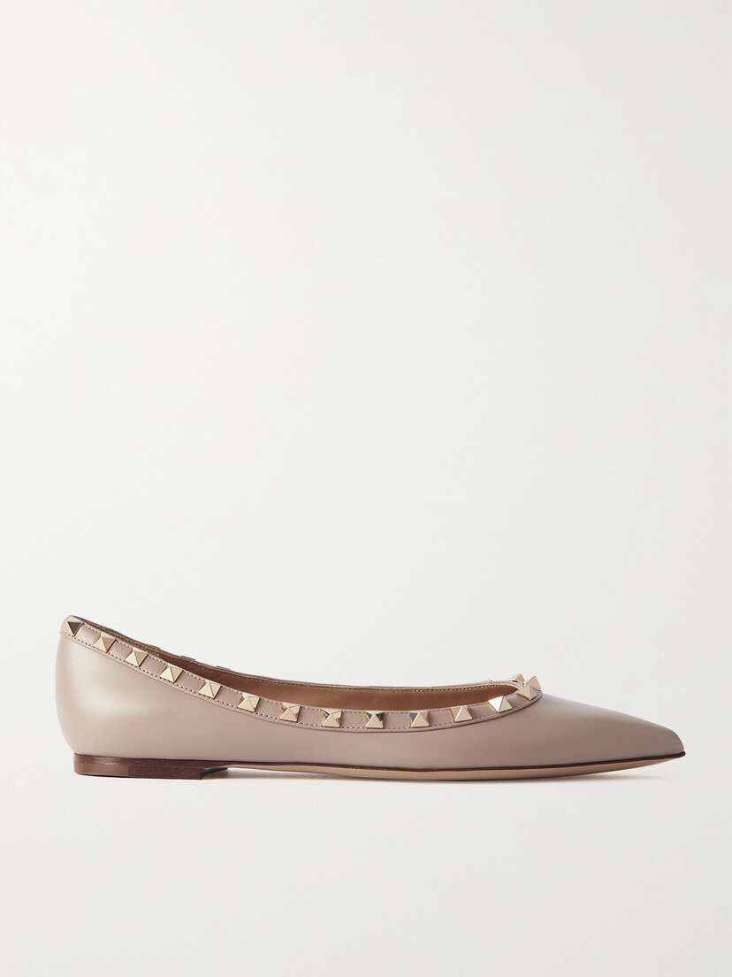 Valentino Garavani Rockstud Leather Point-toe Flats