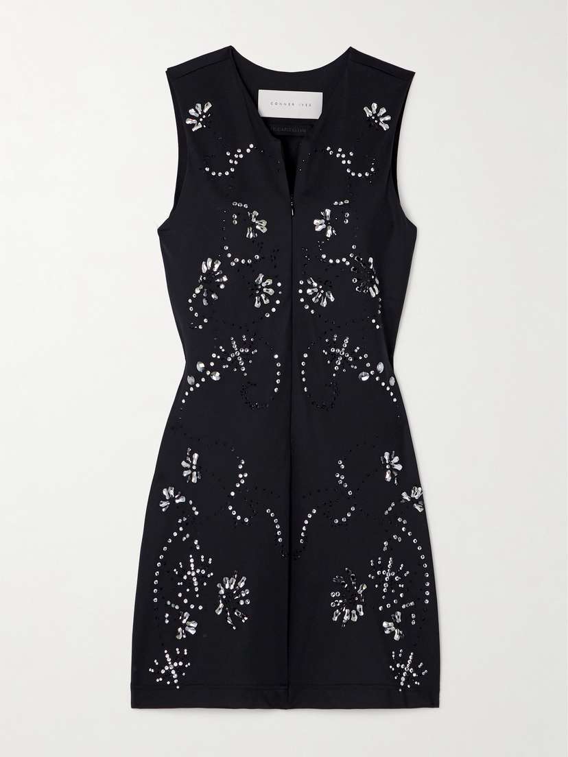 Conner Ives Crystal-embellished Recycled Jersey Mini Dress