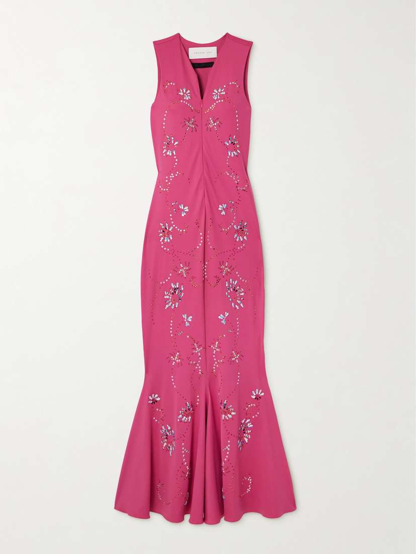 Conner Ives Crystal-embellished Recycled Stretch-jersey Maxi Dress