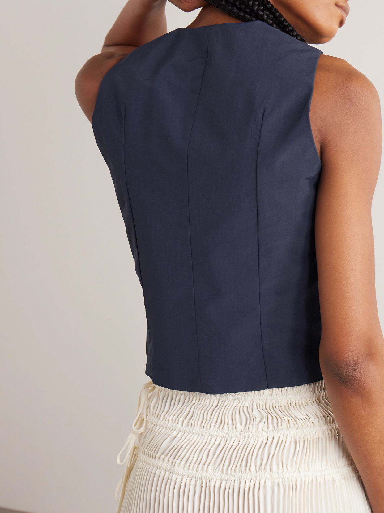 Conner Ives Recycled-twill Vest In Blue