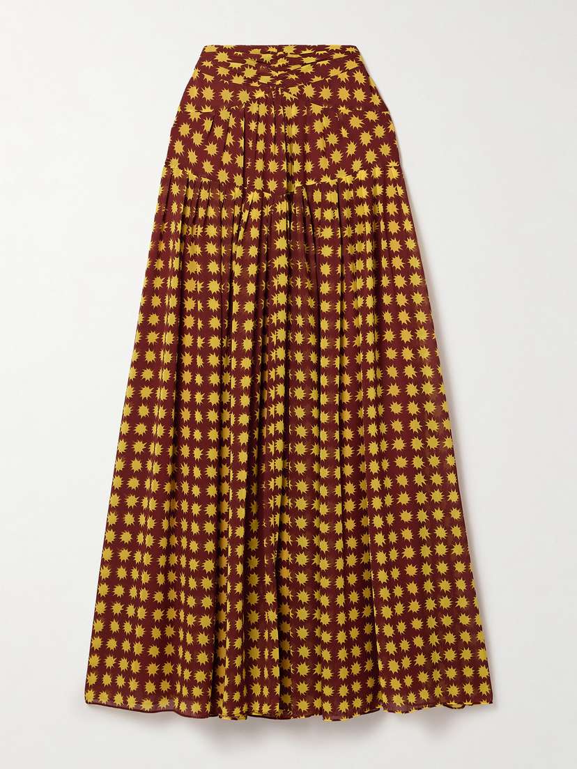 Diane von Furstenberg Amira Gathered Printed Recycled-chiffon Maxi Skirt