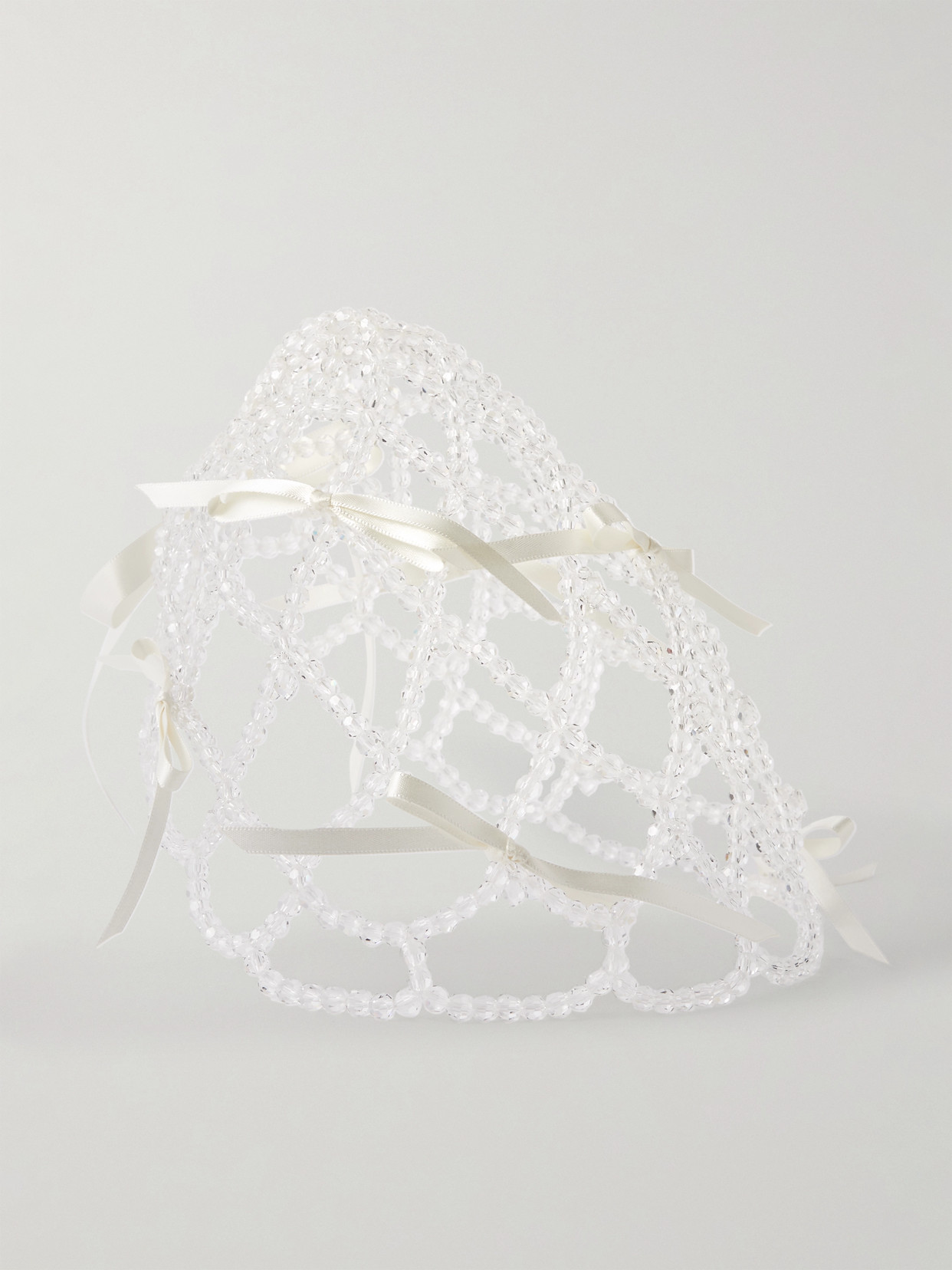 Simone Rocha - Bow-embellished Beaded Headpiece - Cream