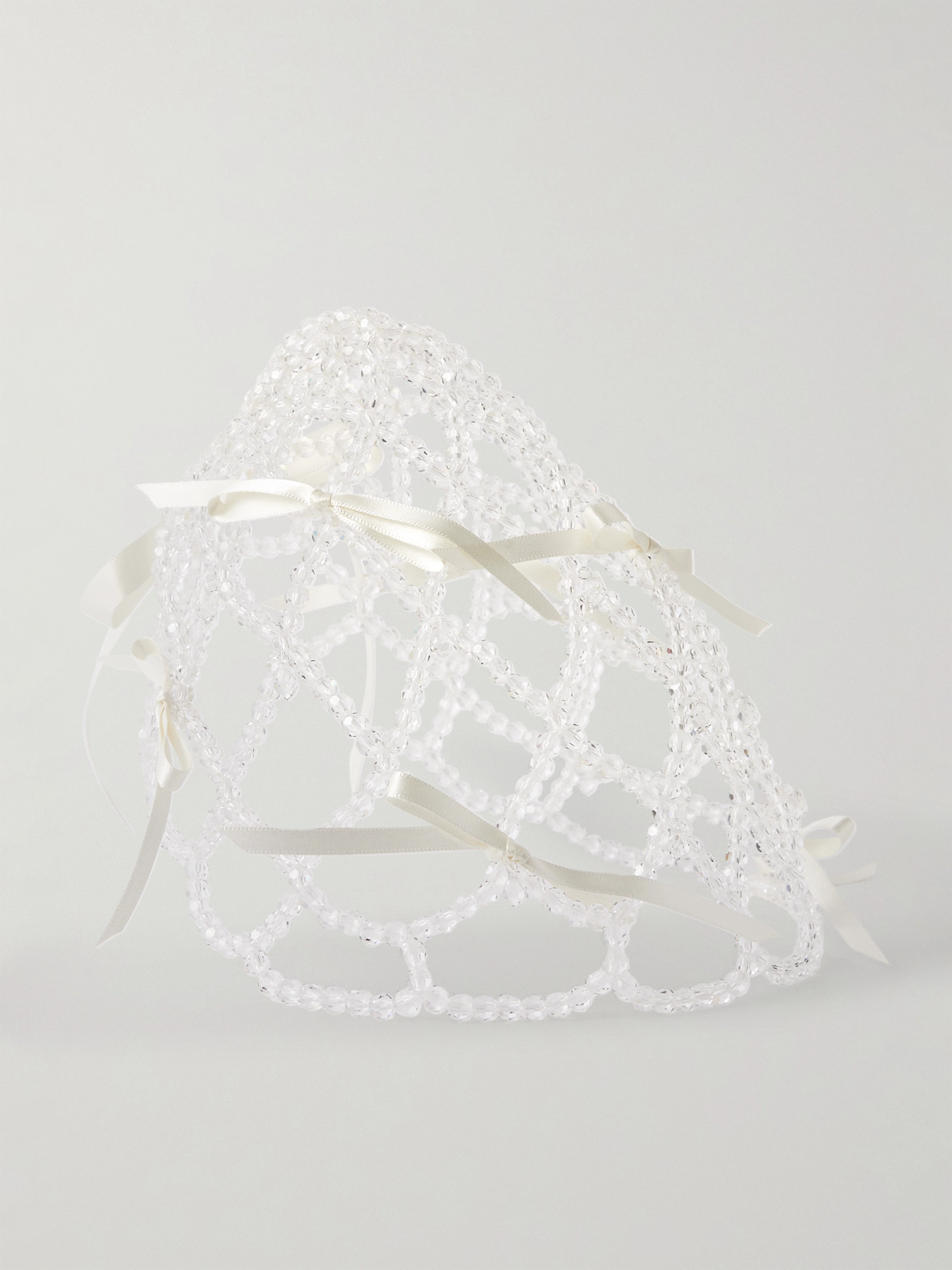 Simone Rocha Bow-embellished Beaded Headpiece In White