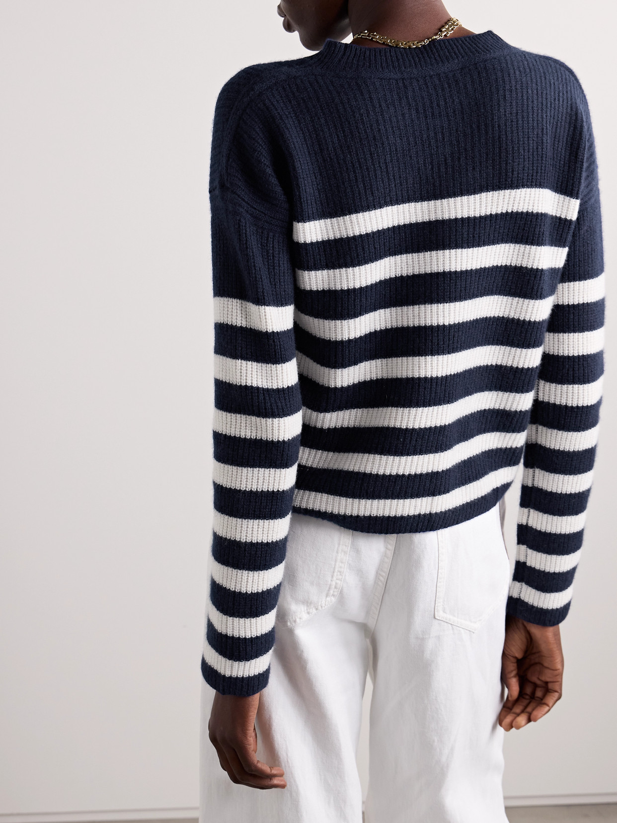 La Ligne Mini Toujours Striped Cashmere Sweater In Blue