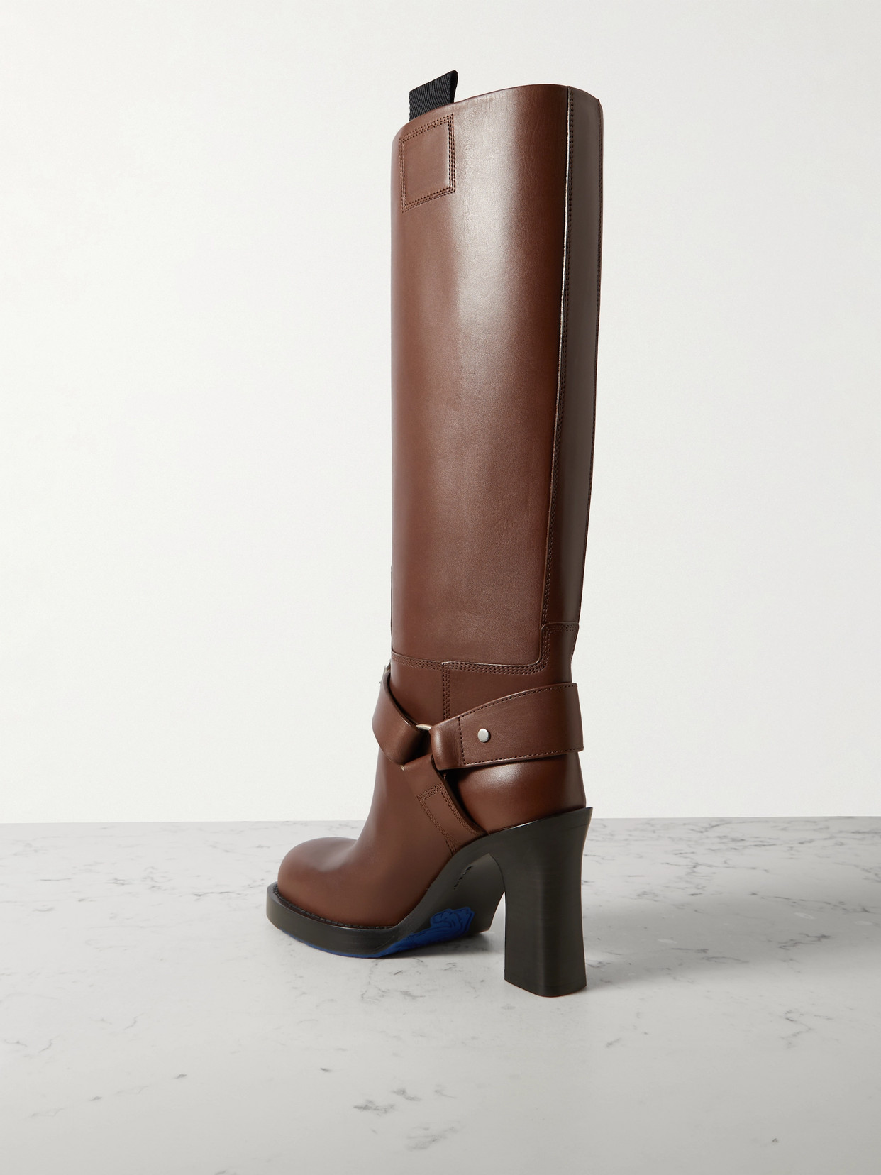 Burberry Stirrup Leather High Boot In Brown
