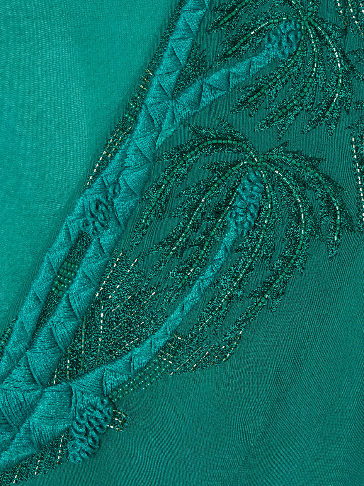 Shatha Essa Embellished Embroidered Silk-blend Chiffon And Satin Gown And Cape Set In Green