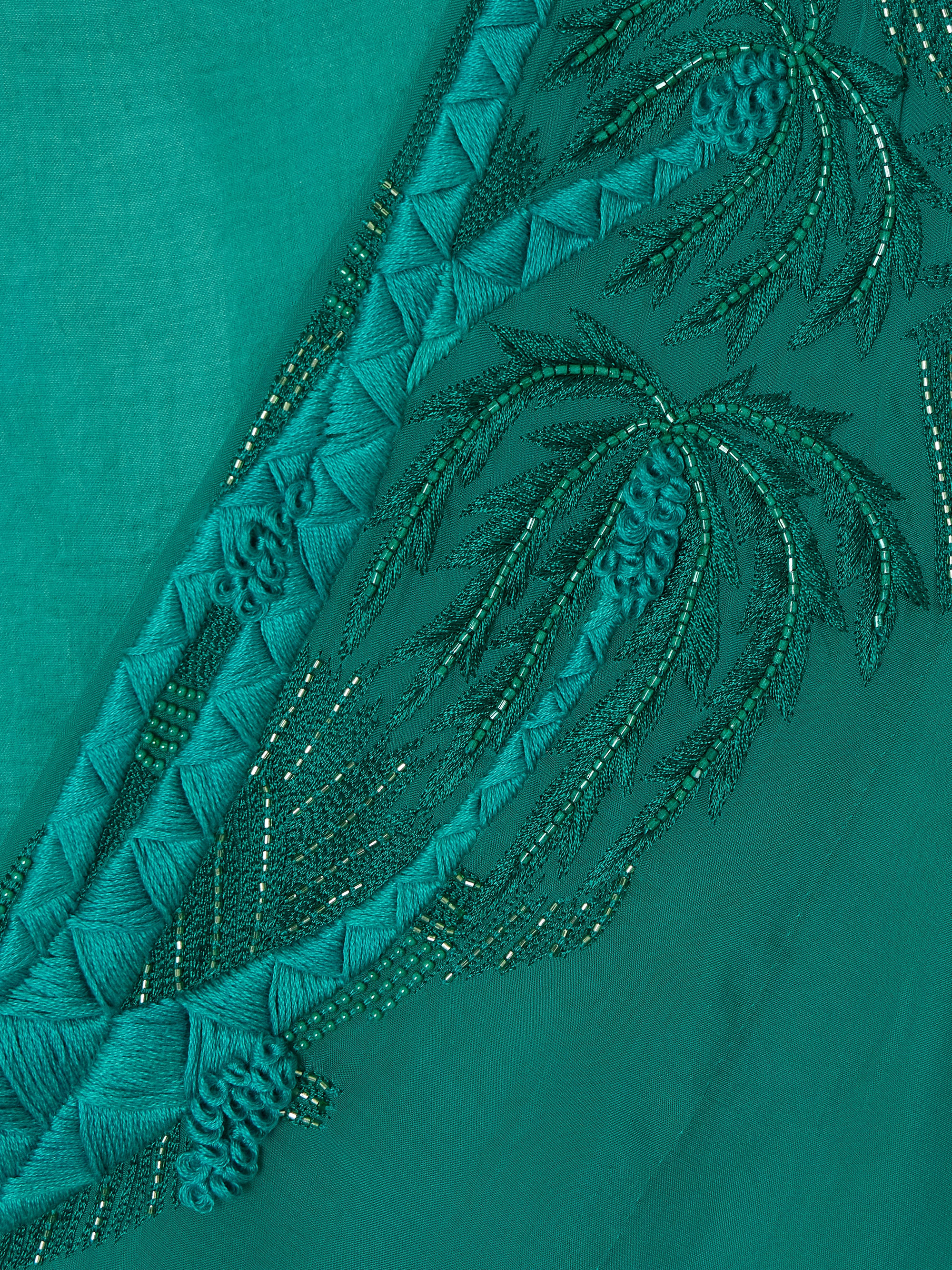 Shatha Essa Embellished embroidered silk-blend chiffon and satin gown and cape set thumbnail