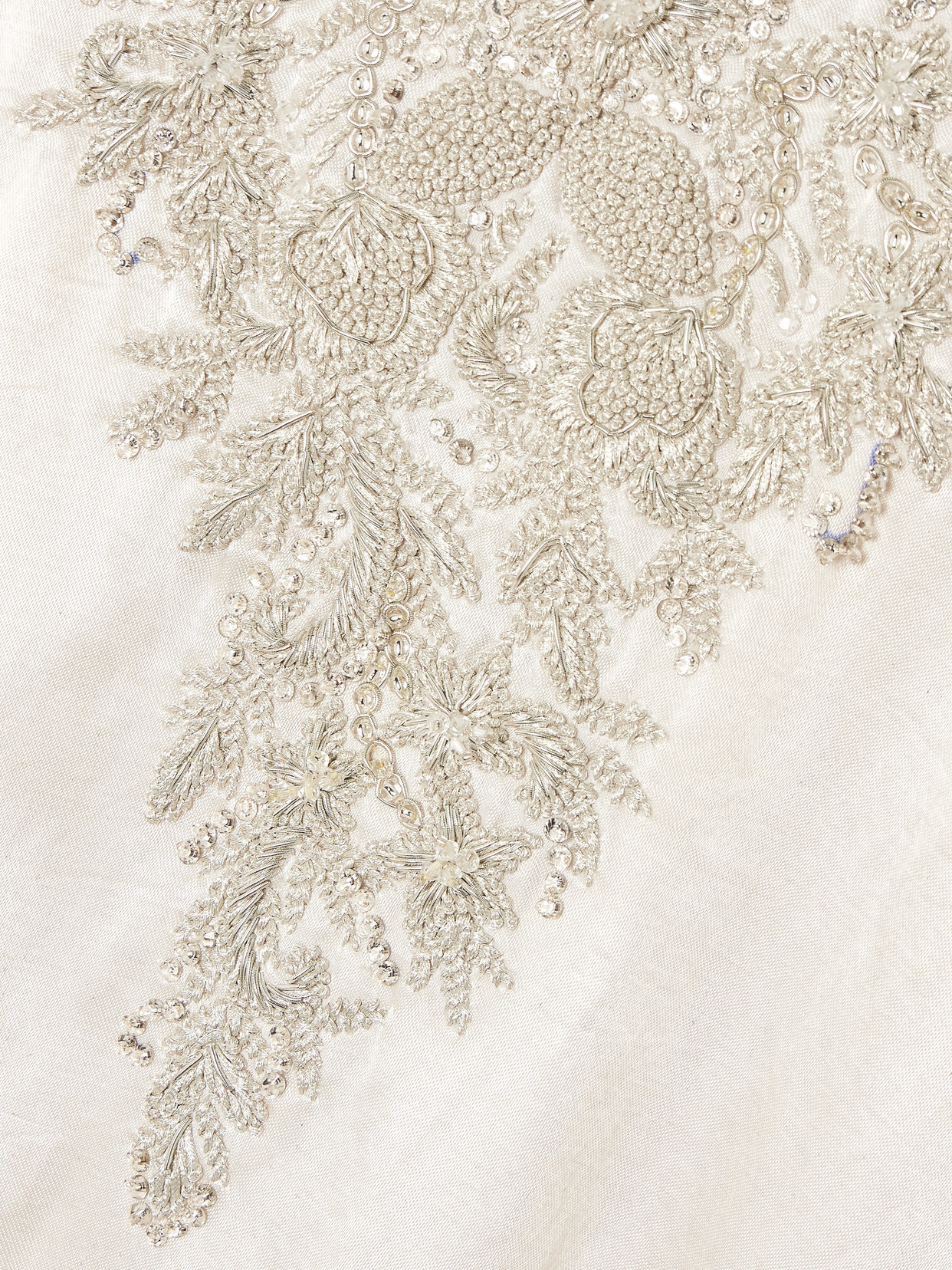 Shatha Essa Cape-effect Embellished Embroidered Silk And Cotton-blend Satin Gown In Silver