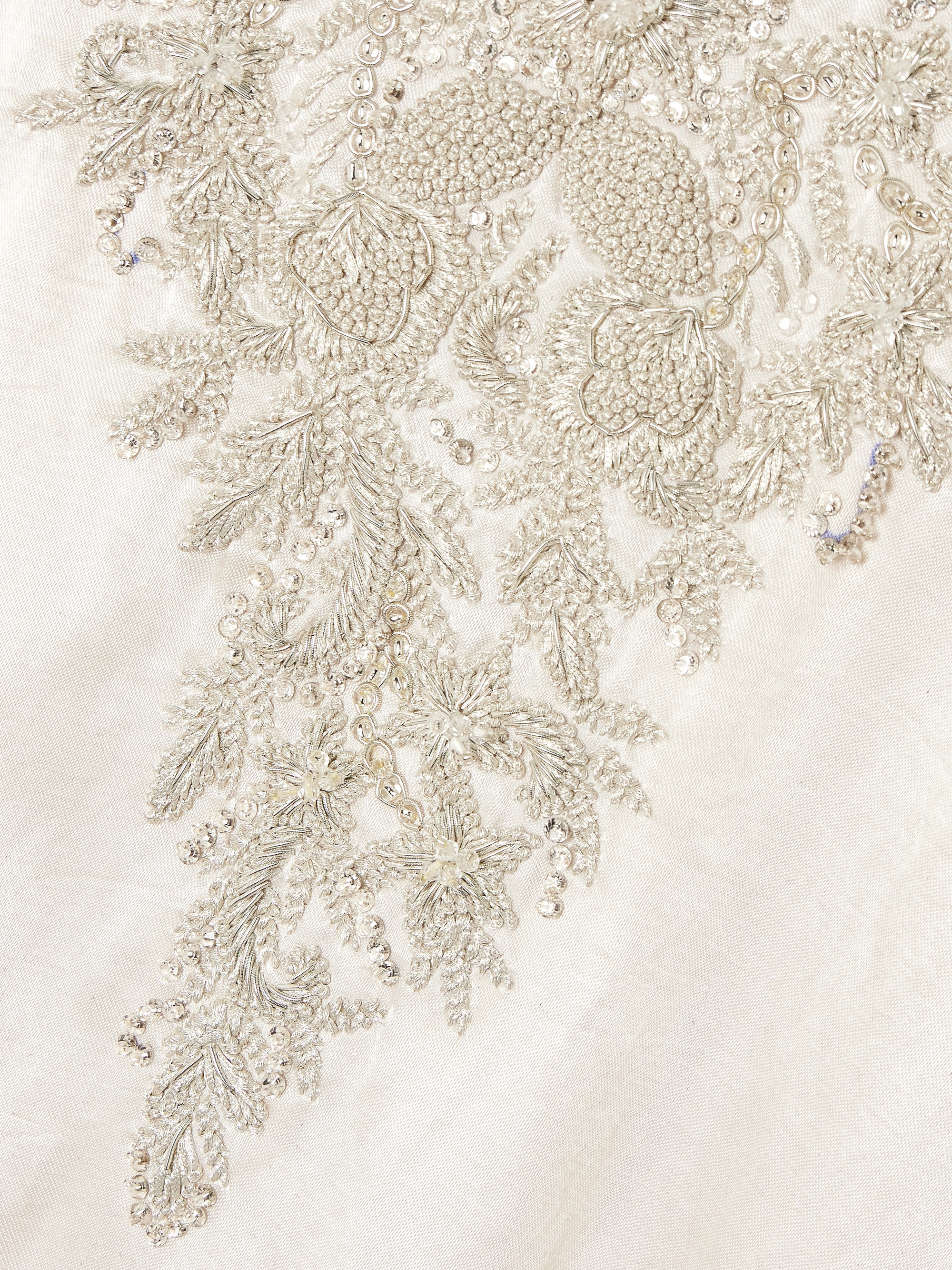 Shatha Essa Cape-effect embellished embroidered silk and cotton-blend satin gown