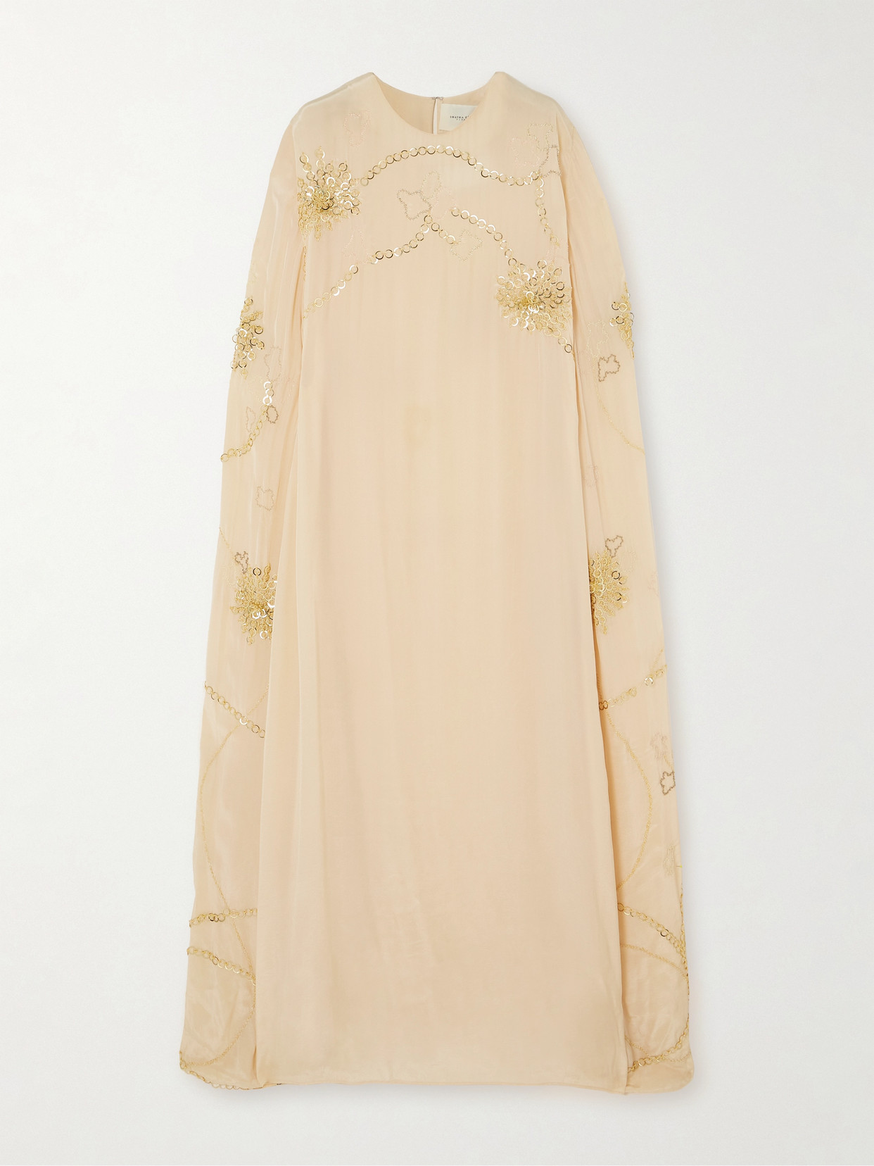 Shatha Essa - Cape-effect Embellished Silk-crepe Gown - Off-white