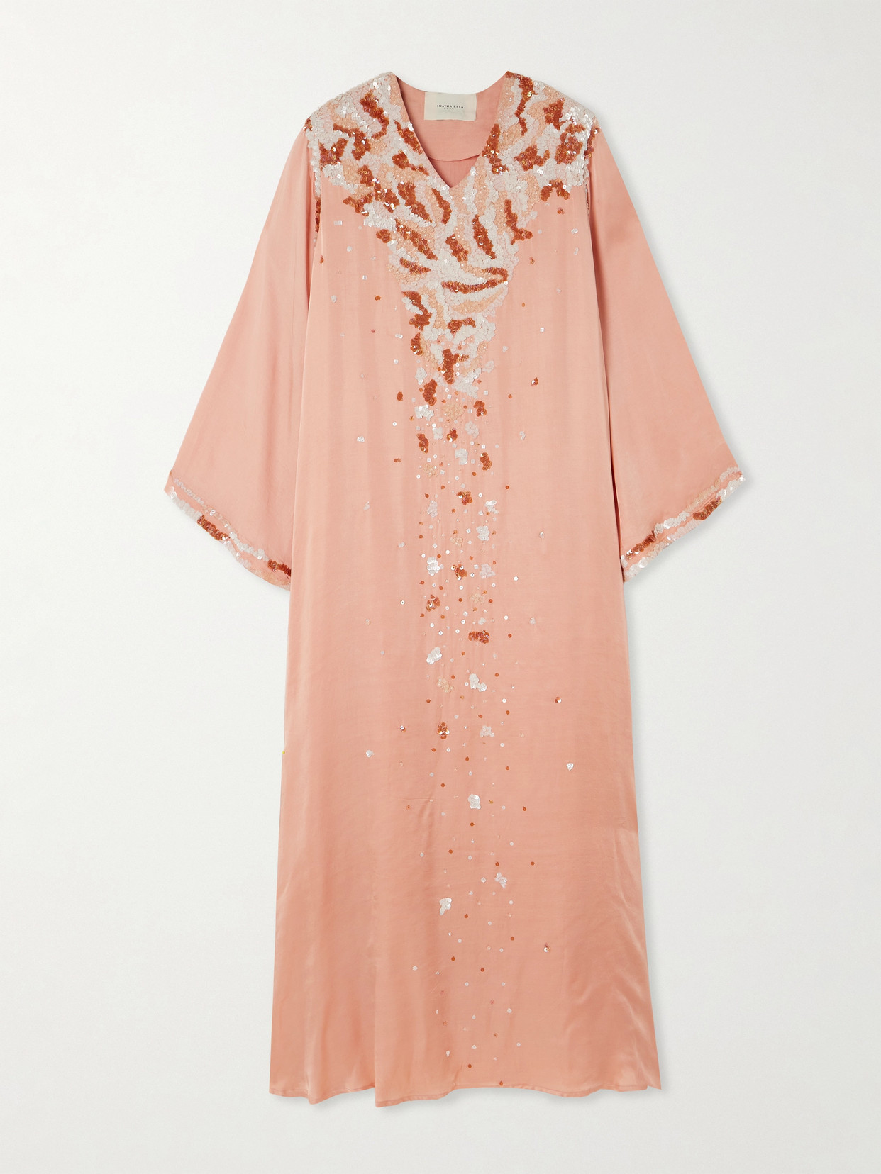 Shatha Essa Sequin-embellished Satin Gown In Pink