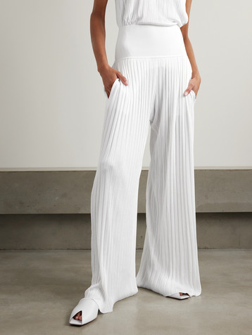 Alaïa Pleated stretch-knit wide-leg pants