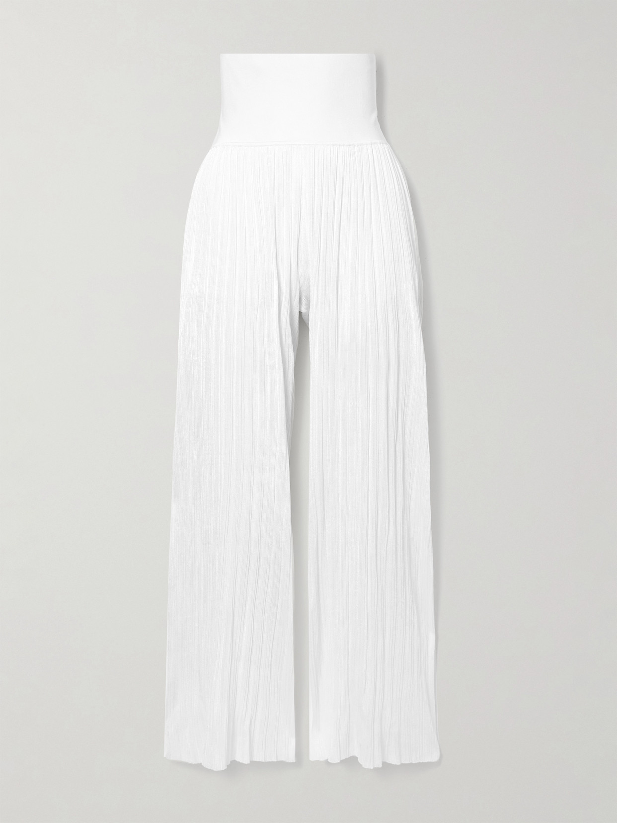 Alaïa Pleated Stretch-knit Wide-leg Pants In White