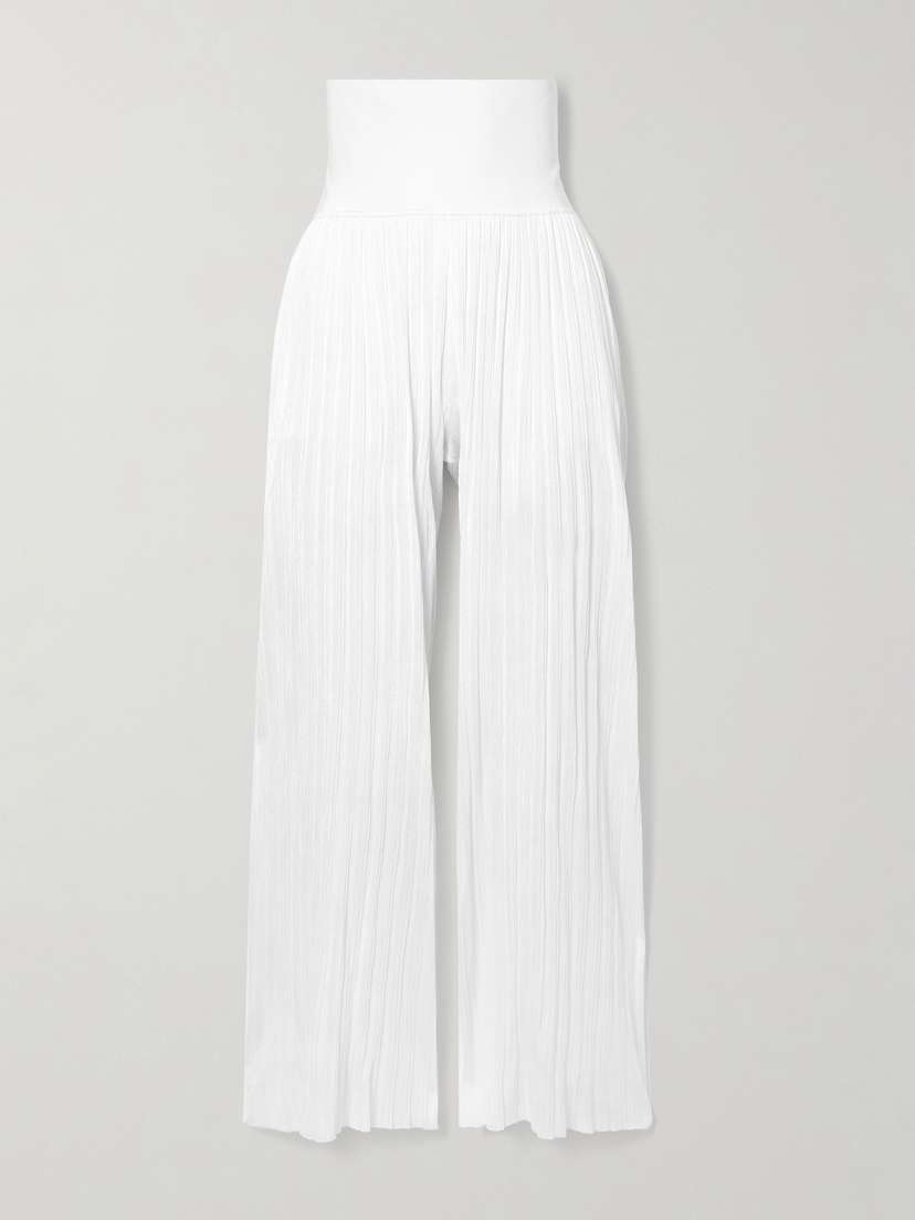Alaïa Pleated Stretch-knit Wide-leg Pants