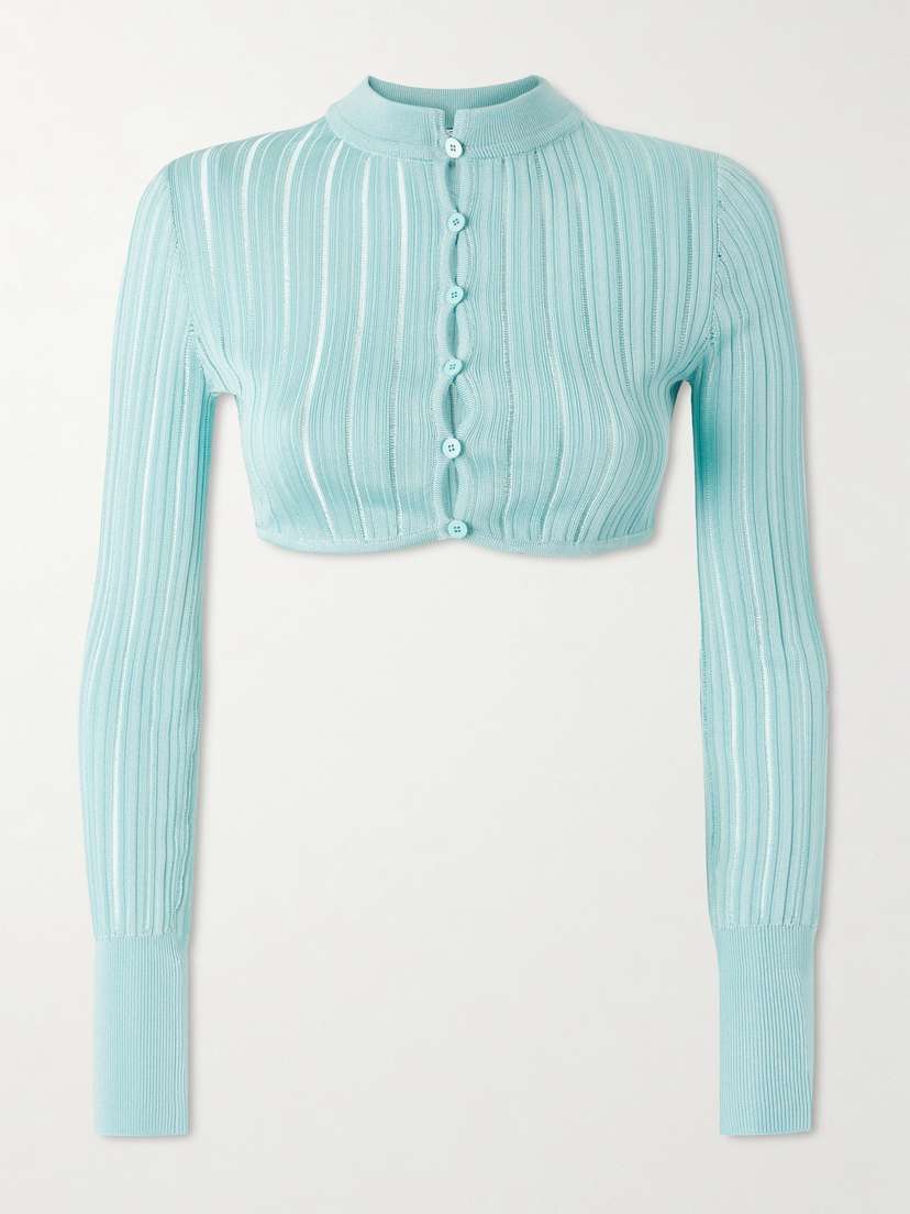 Alaïa Cropped Ribbed-knit Cardigan