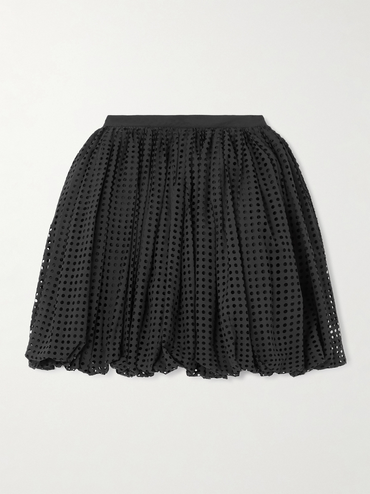 Alaïa Laser-cut Cotton-blend Mini Skirt In Black
