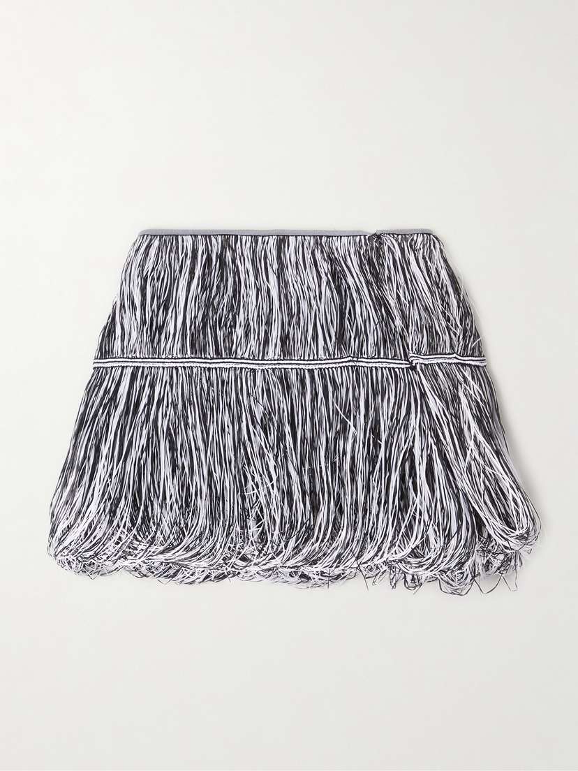 Alaïa Tiered Fringed Chenille Mini Skirt