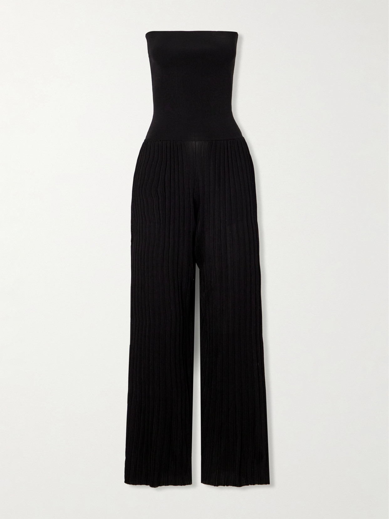 Alaïa Strapless Pleated Stretch-knit Jumpsuit In Black