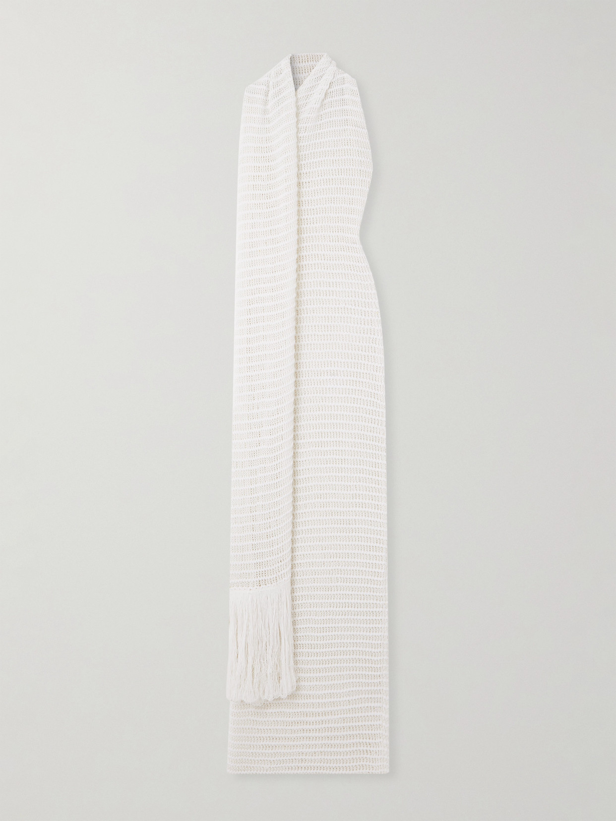 Alaïa - Fringed Draped Open-knit Maxi Dress - White