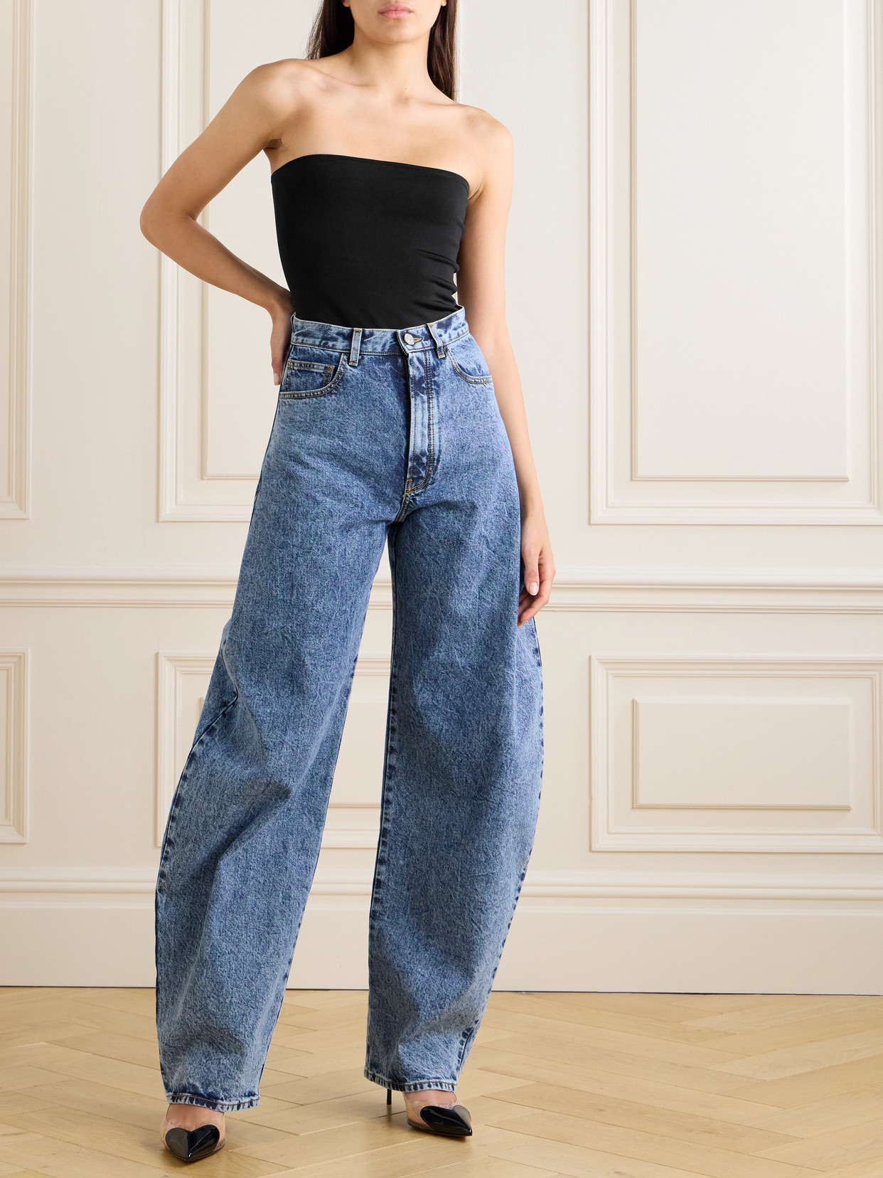 Alaïa Strapless Ponte Bodysuit In Black