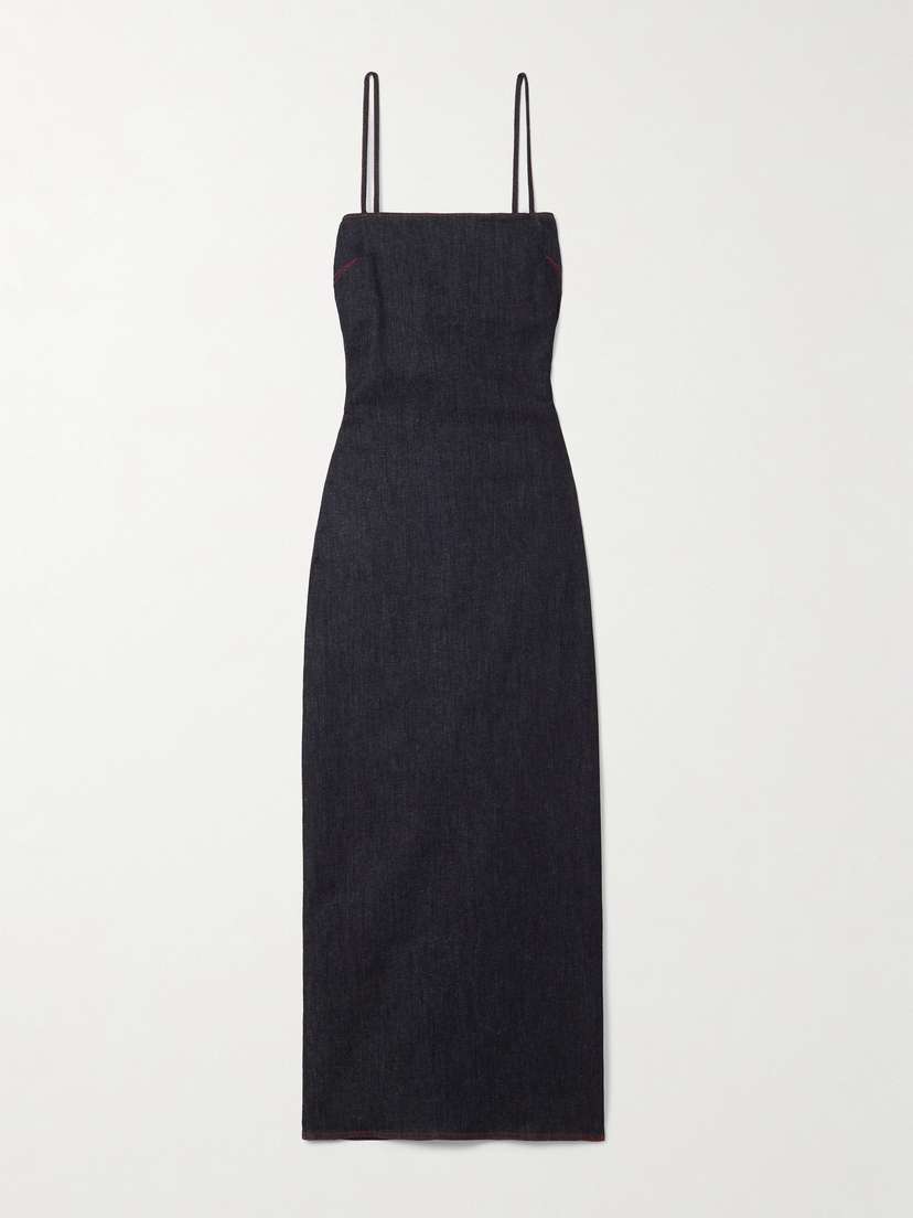 Alaïa Gathered Denim Maxi Dress - FR 34