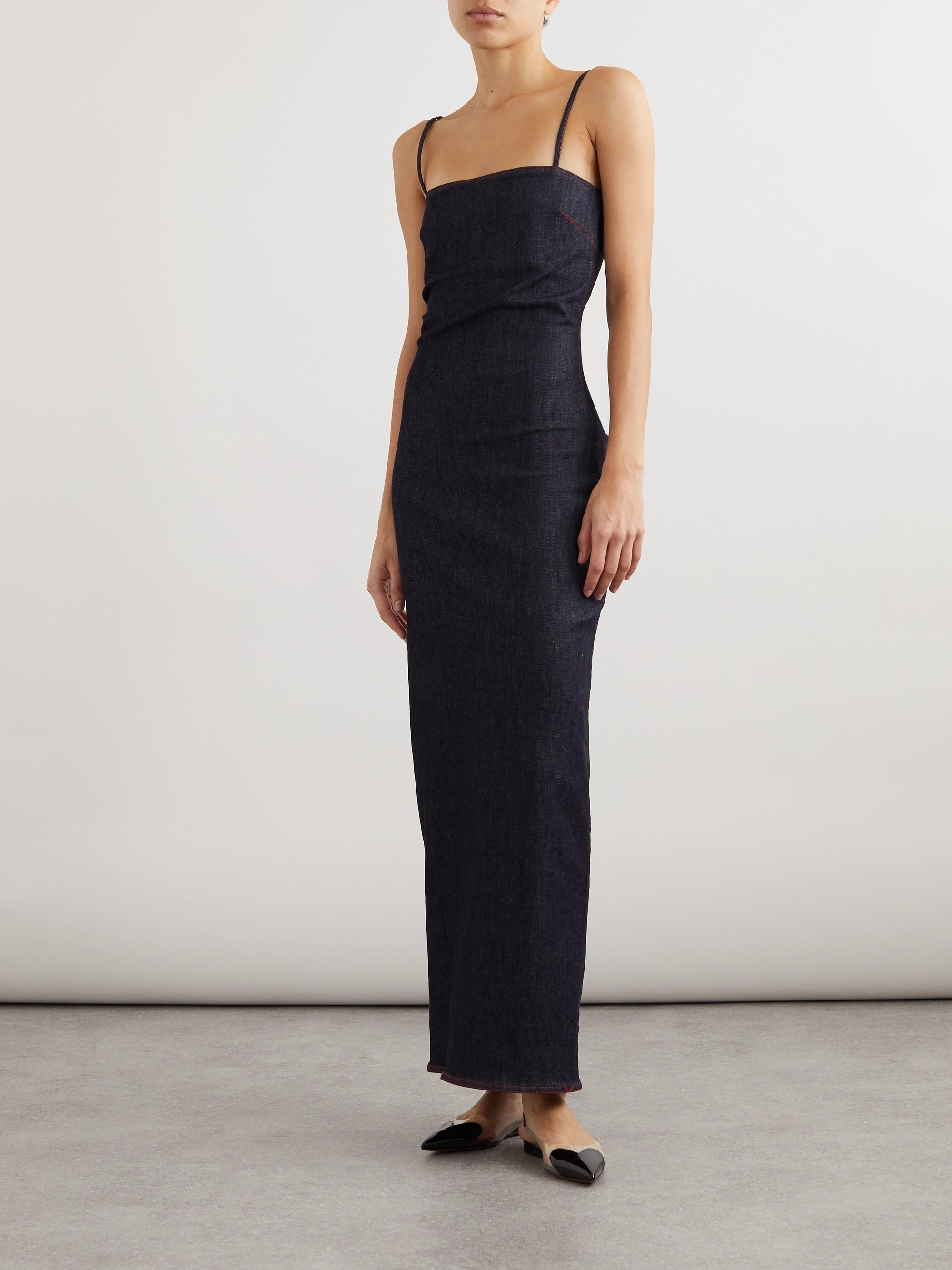 alaia denim dress Denim midi dress in blue - Alaia