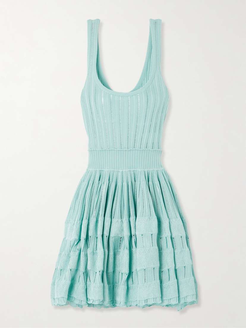 Alaïa Archetypes Ribbed Pointelle-knit Mini Dress
