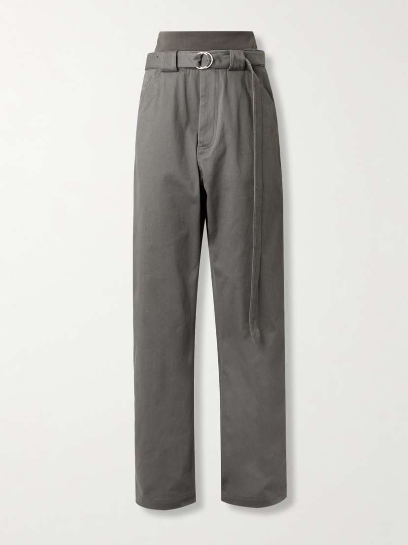 Alaïa Belted Jersey-paneled Cotton-blend Twill Pants