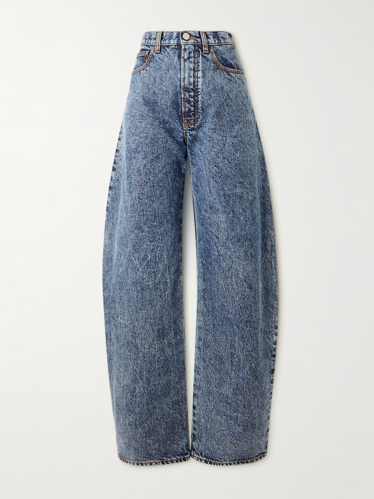 Alaïa Acid-wash High-rise Barrel-leg Jeans In Blue