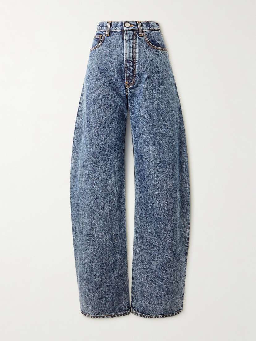 Alaïa Acid-wash High-rise Barrel-leg Jeans