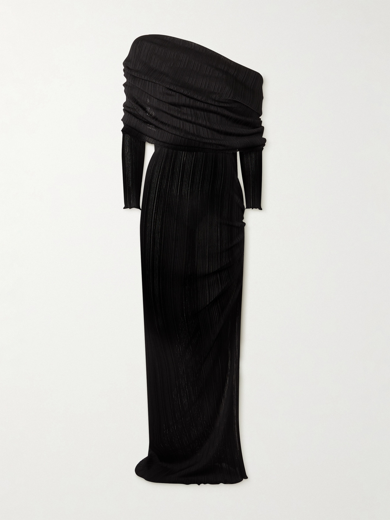Alaïa Draped Off-shoulder Maxi Dress In Black