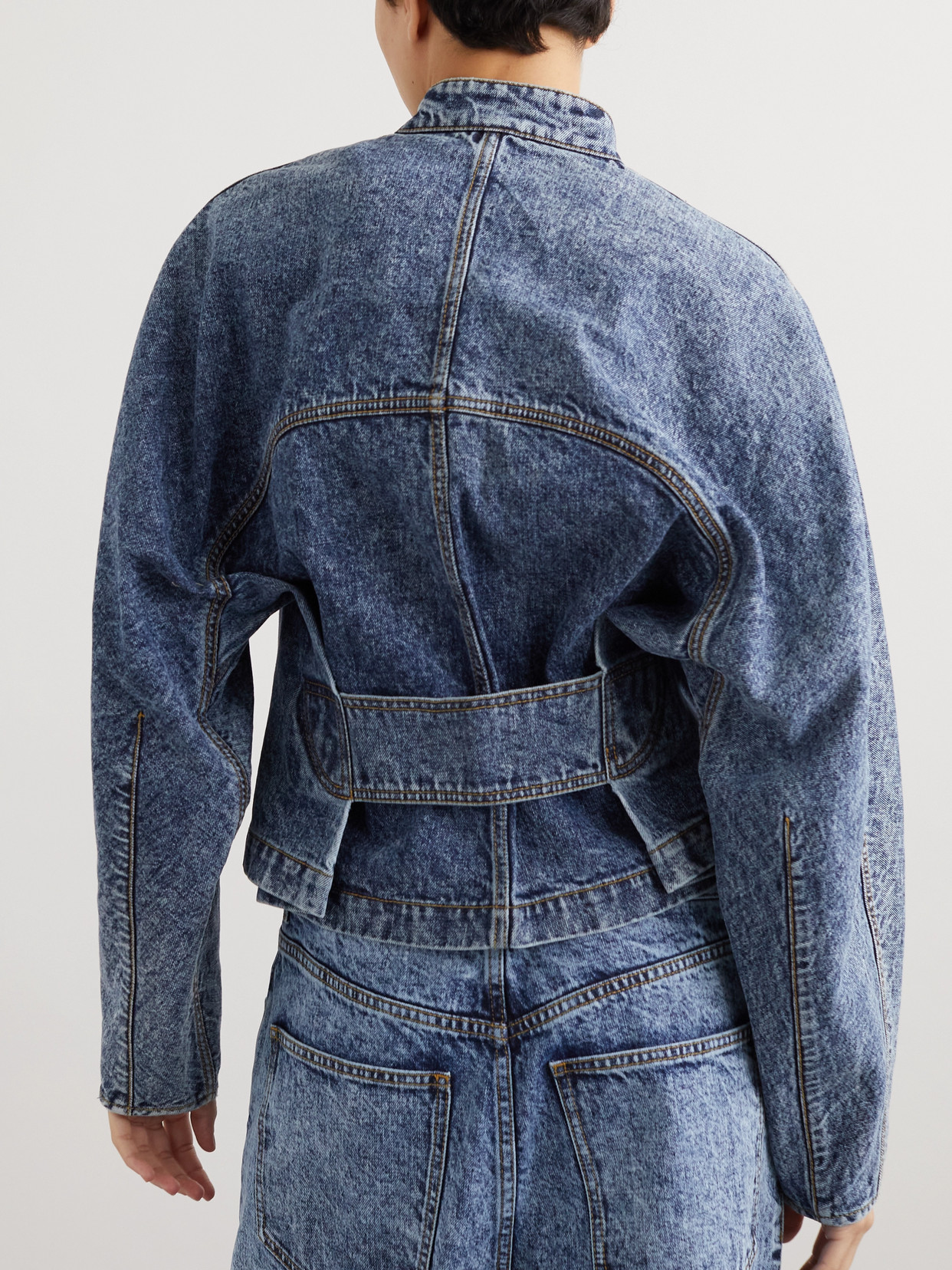 Alaïa Paneled Denim Jacket In Blue