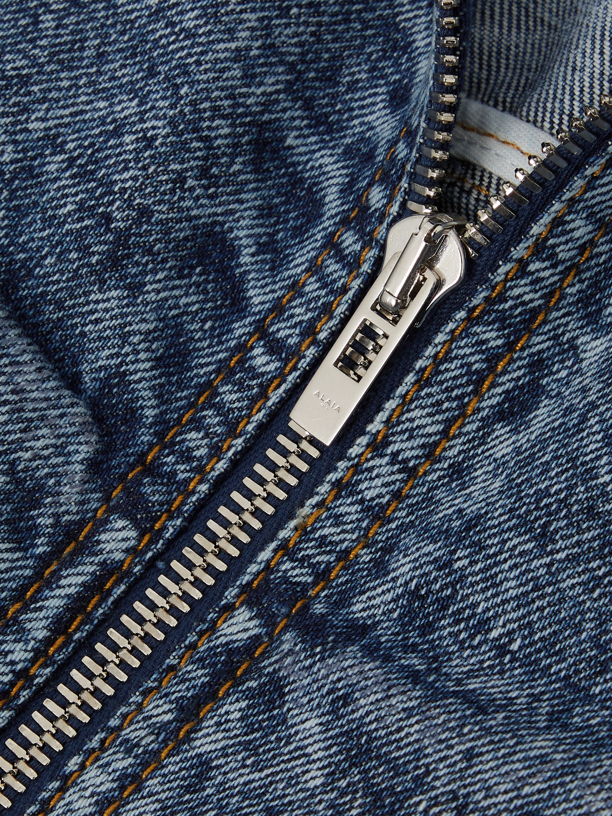 Alaïa Paneled Denim Jacket In Blue