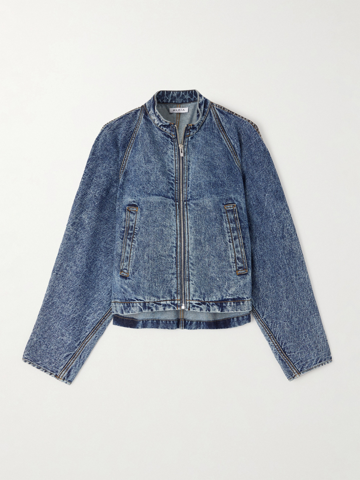Alaïa Paneled Denim Jacket In Blue