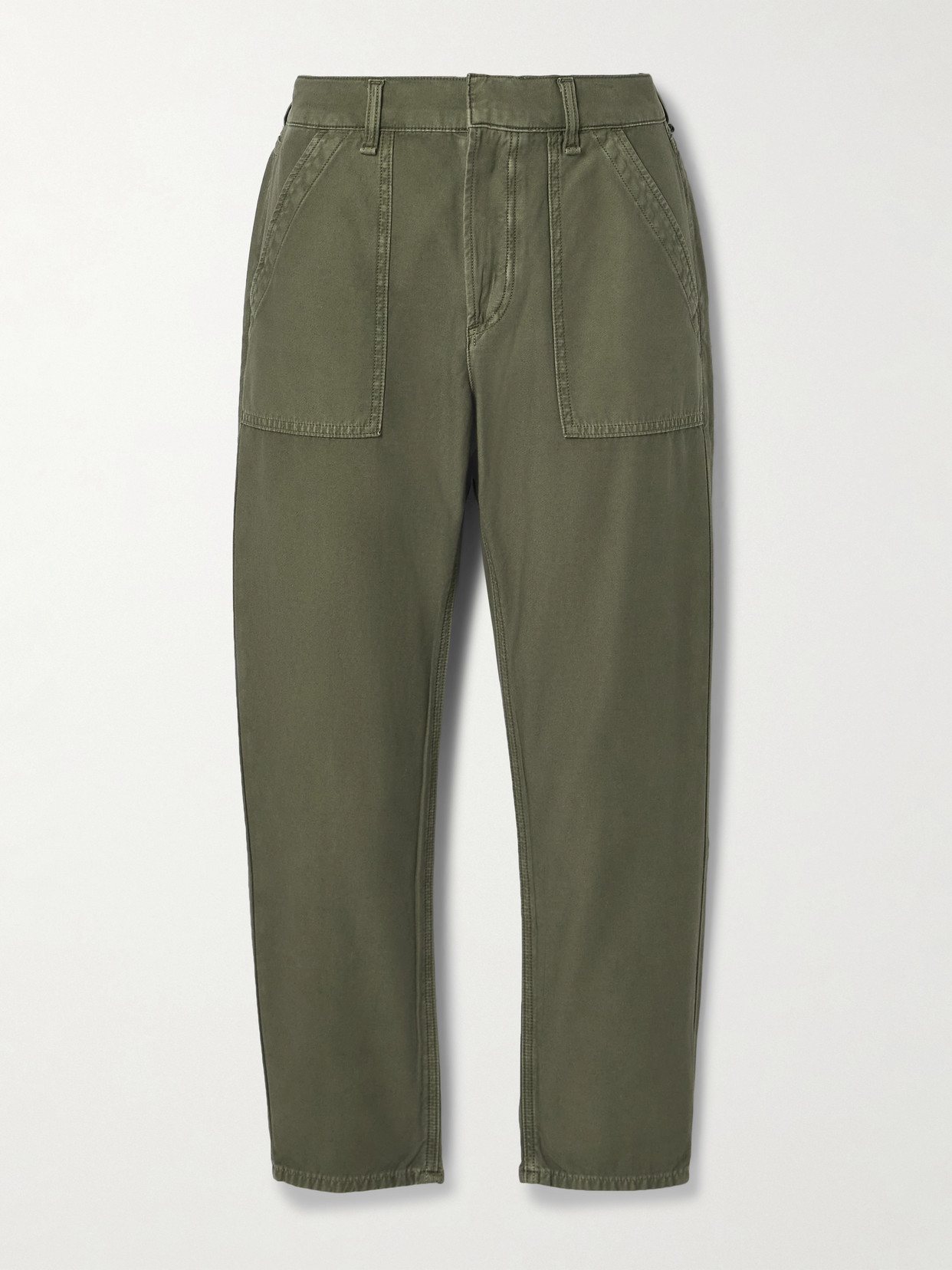 Citizens Of Humanity Leah Cropped Cotton Straight-leg Trousers In Green