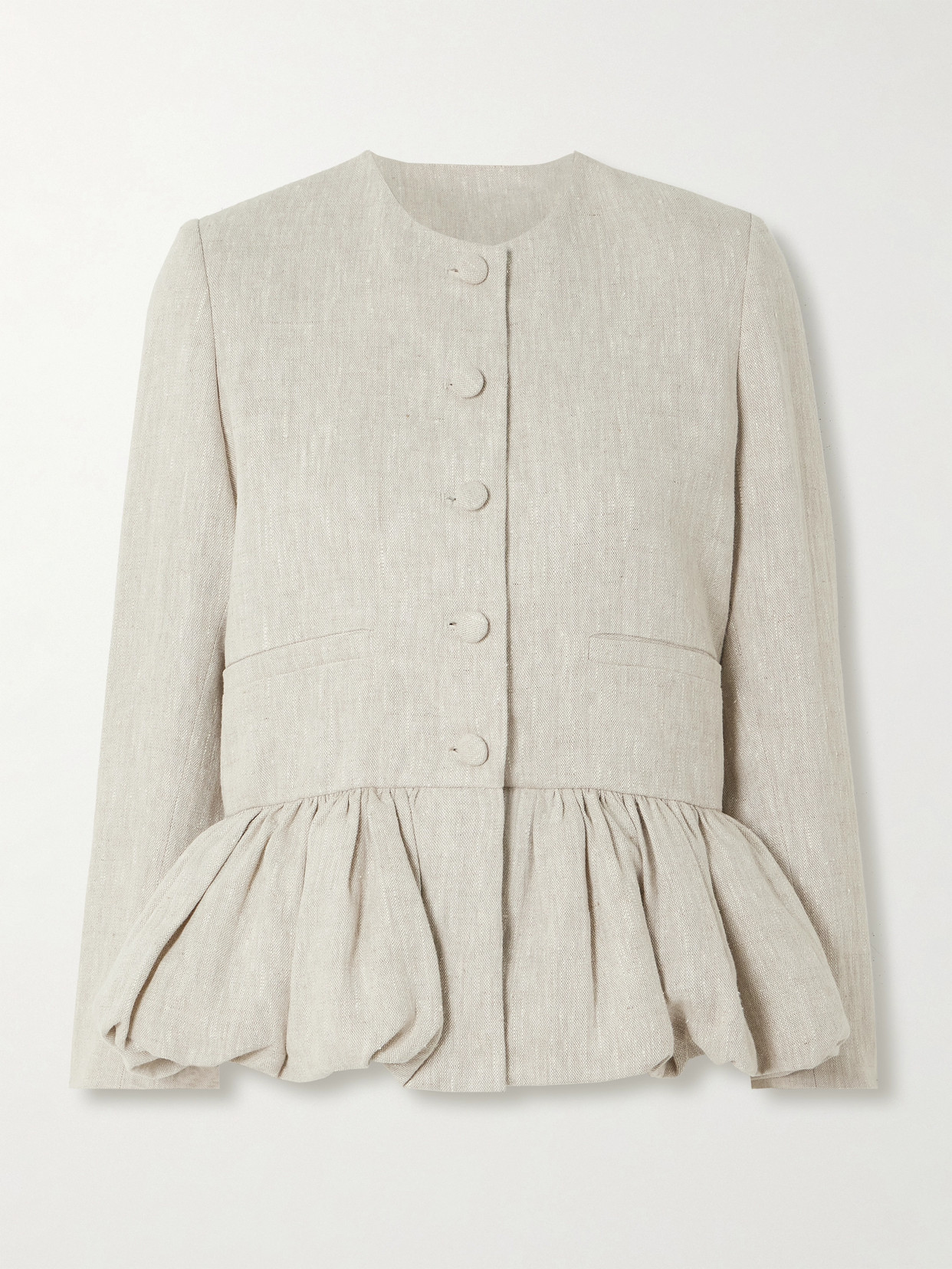 Liberowe Linen Peplum Jacket In Neutral