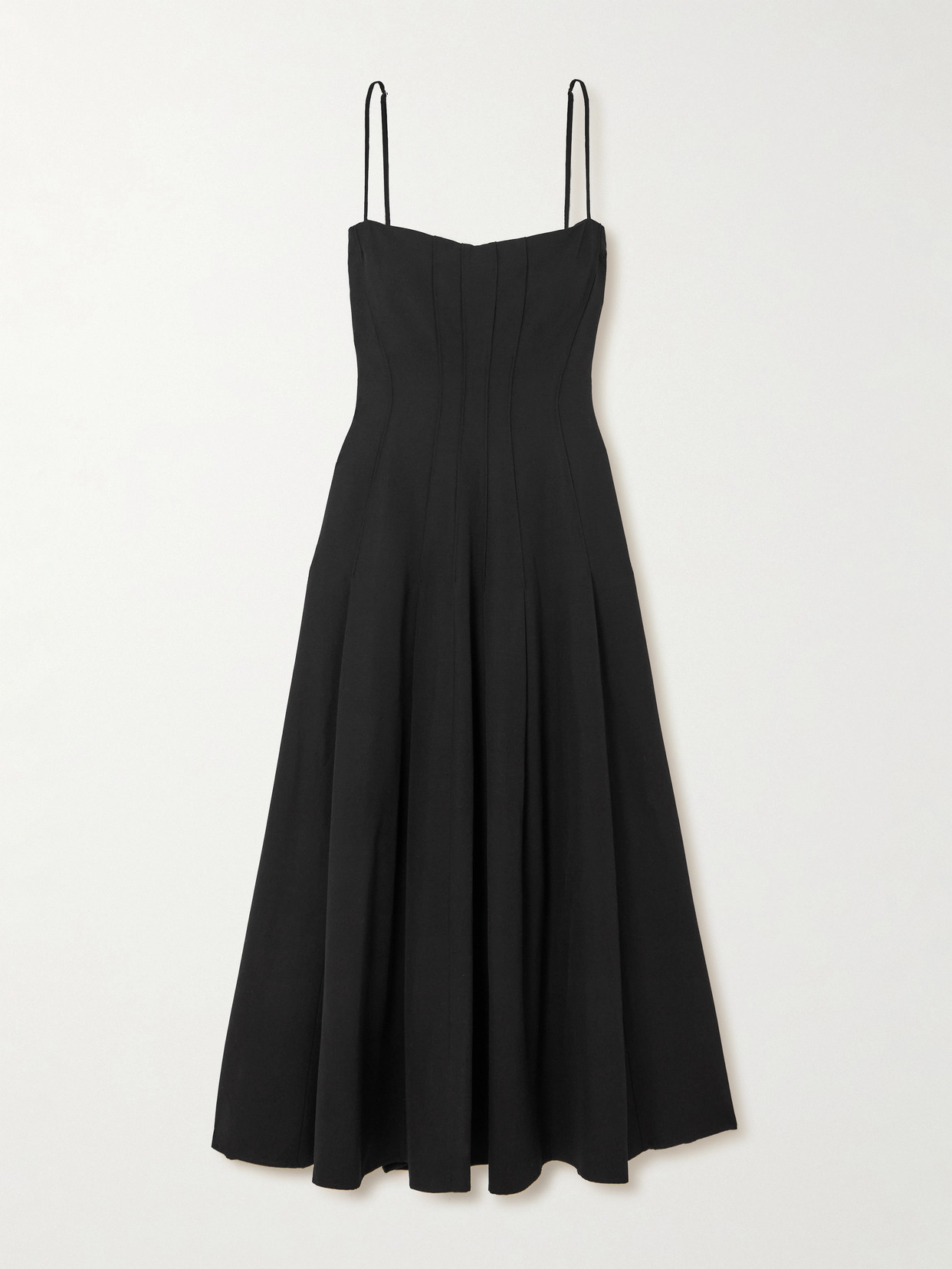 Liberowe Pleated Crepe Midi Dress In Black