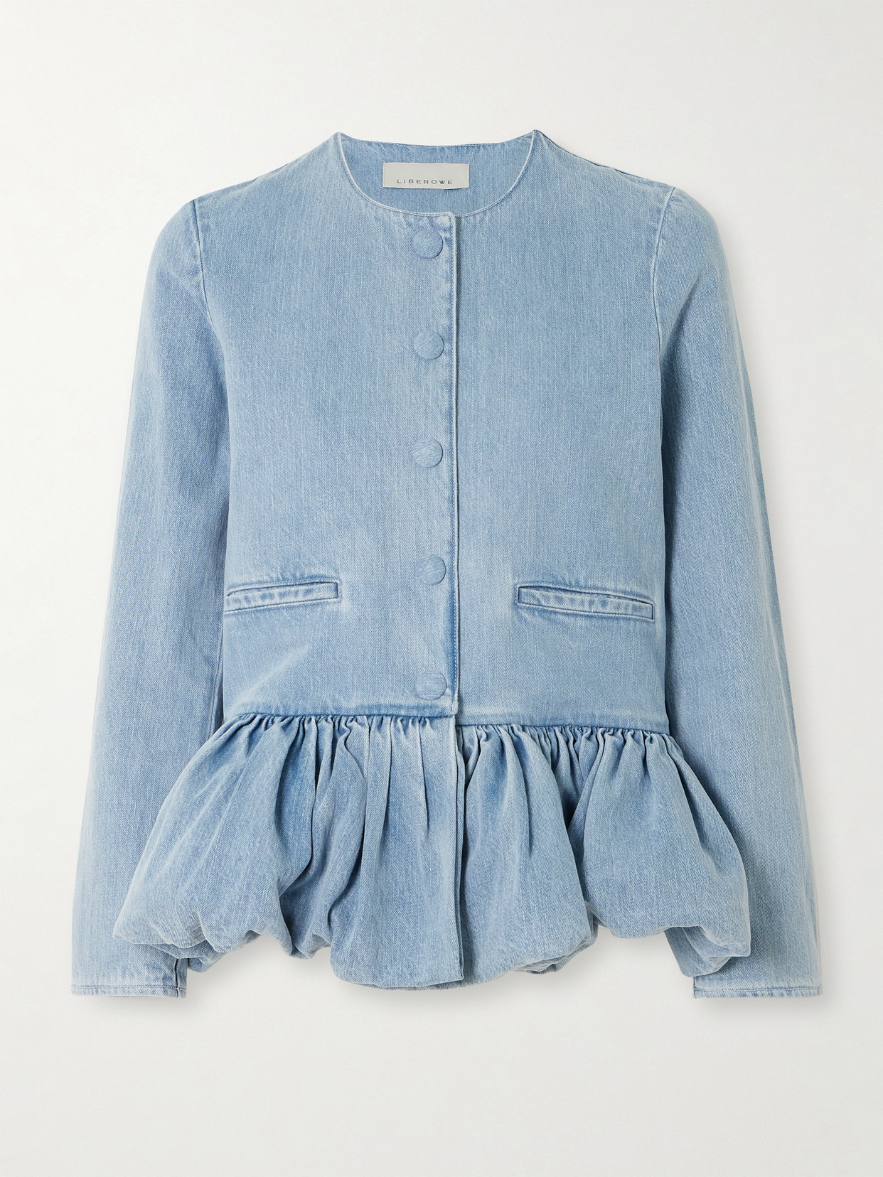LIBEROWE - Denim Peplum Jacket - Blue