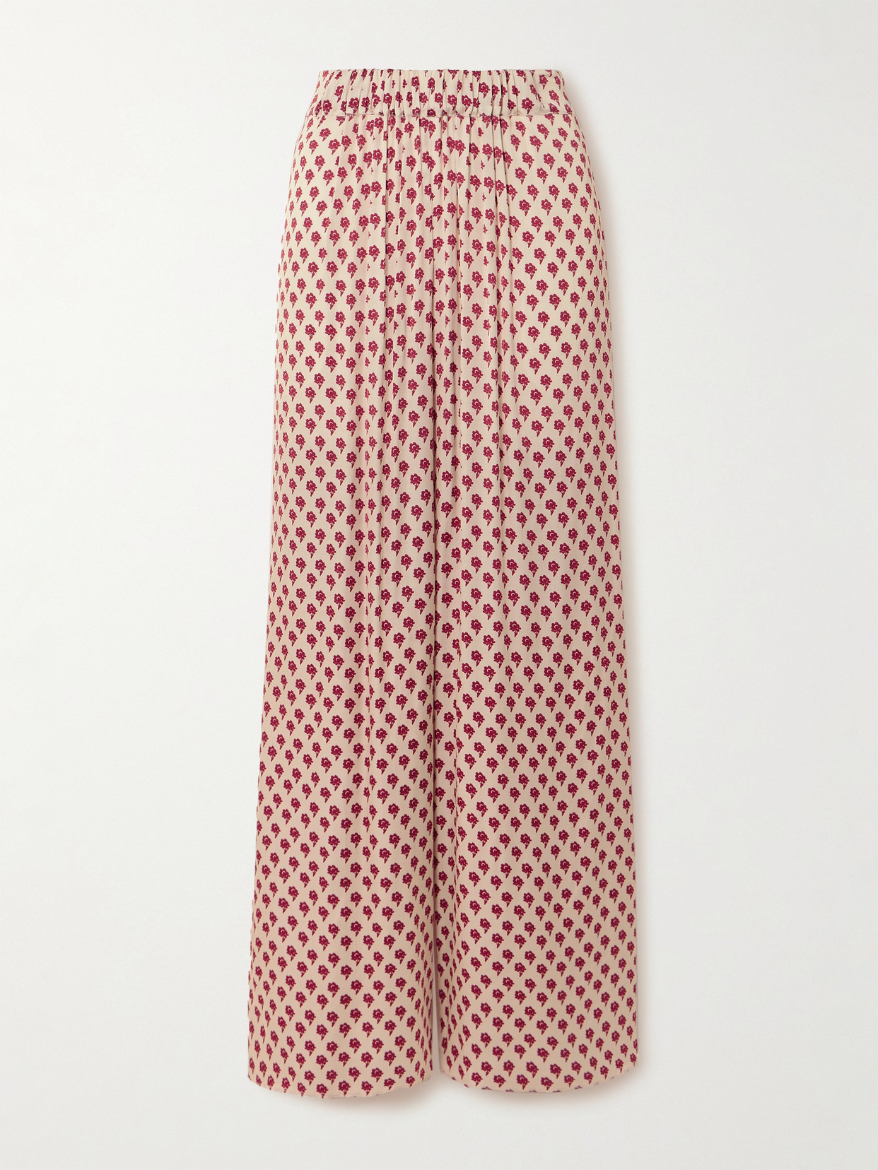 LIBEROWE - Palazzo Floral-print Satin Wide-leg Pants - Red