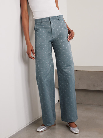 Liberowe Annie cotton-blend jacquard straight-leg pants