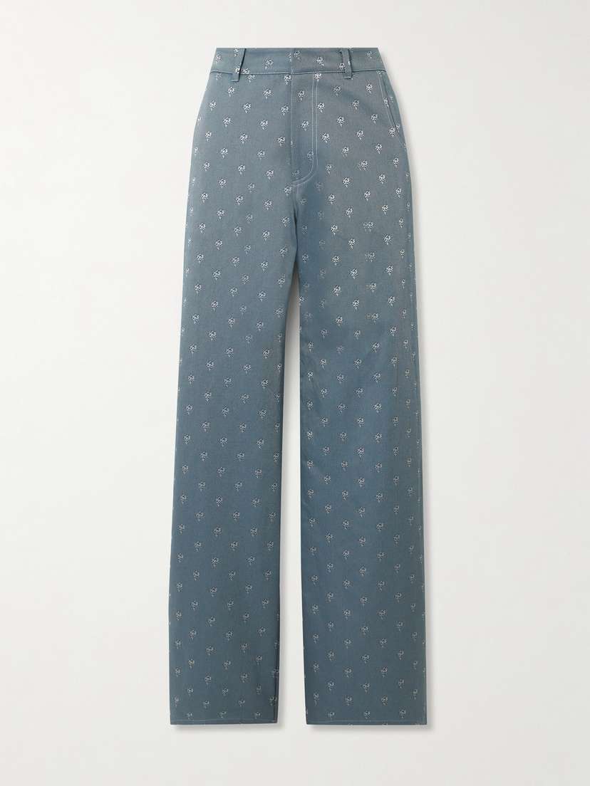 LIBEROWE Annie Cotton-blend Jacquard Straight-leg Pants