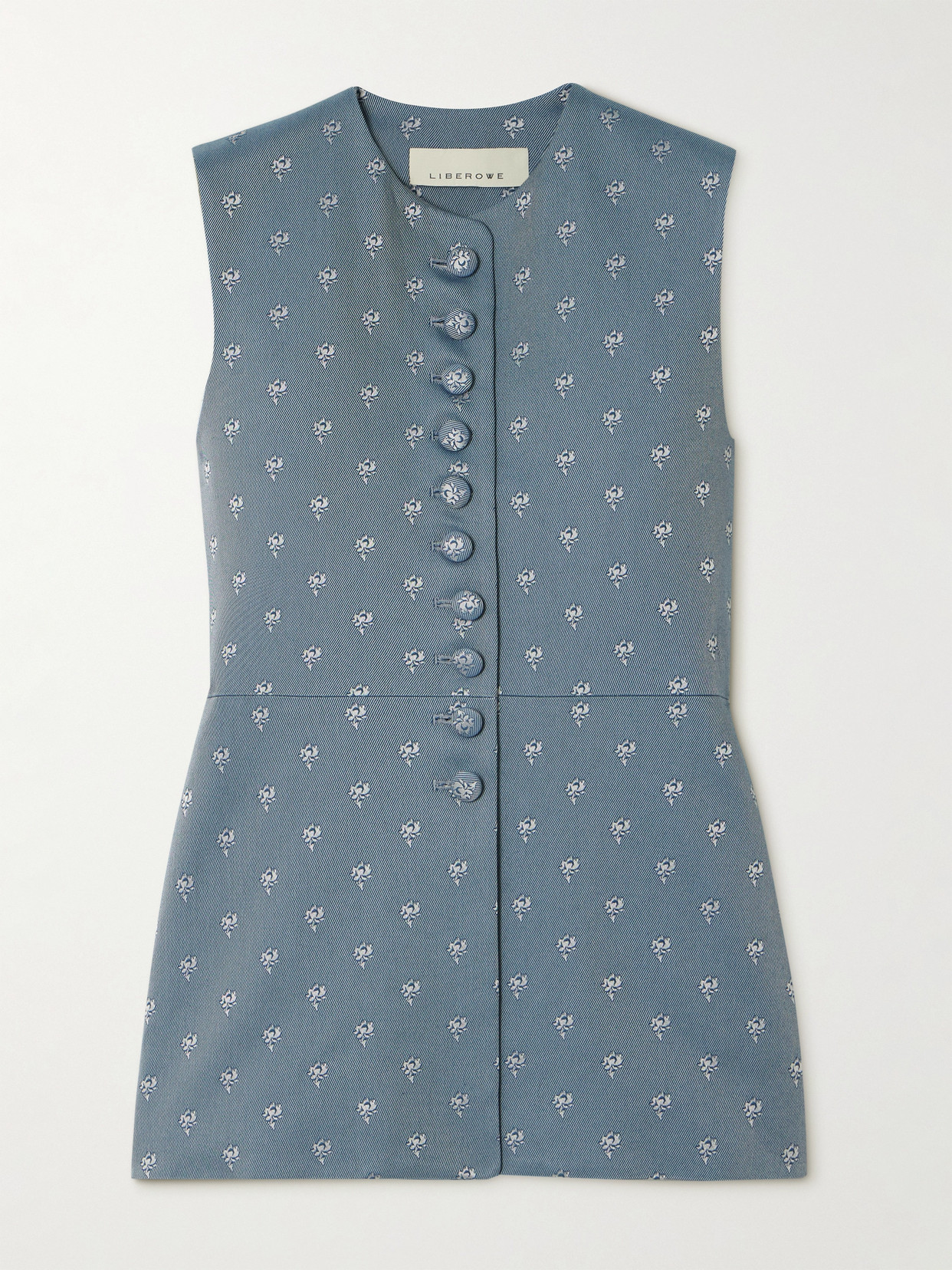 Liberowe Vania Cotton-blend Jacquard Peplum Vest In Blue